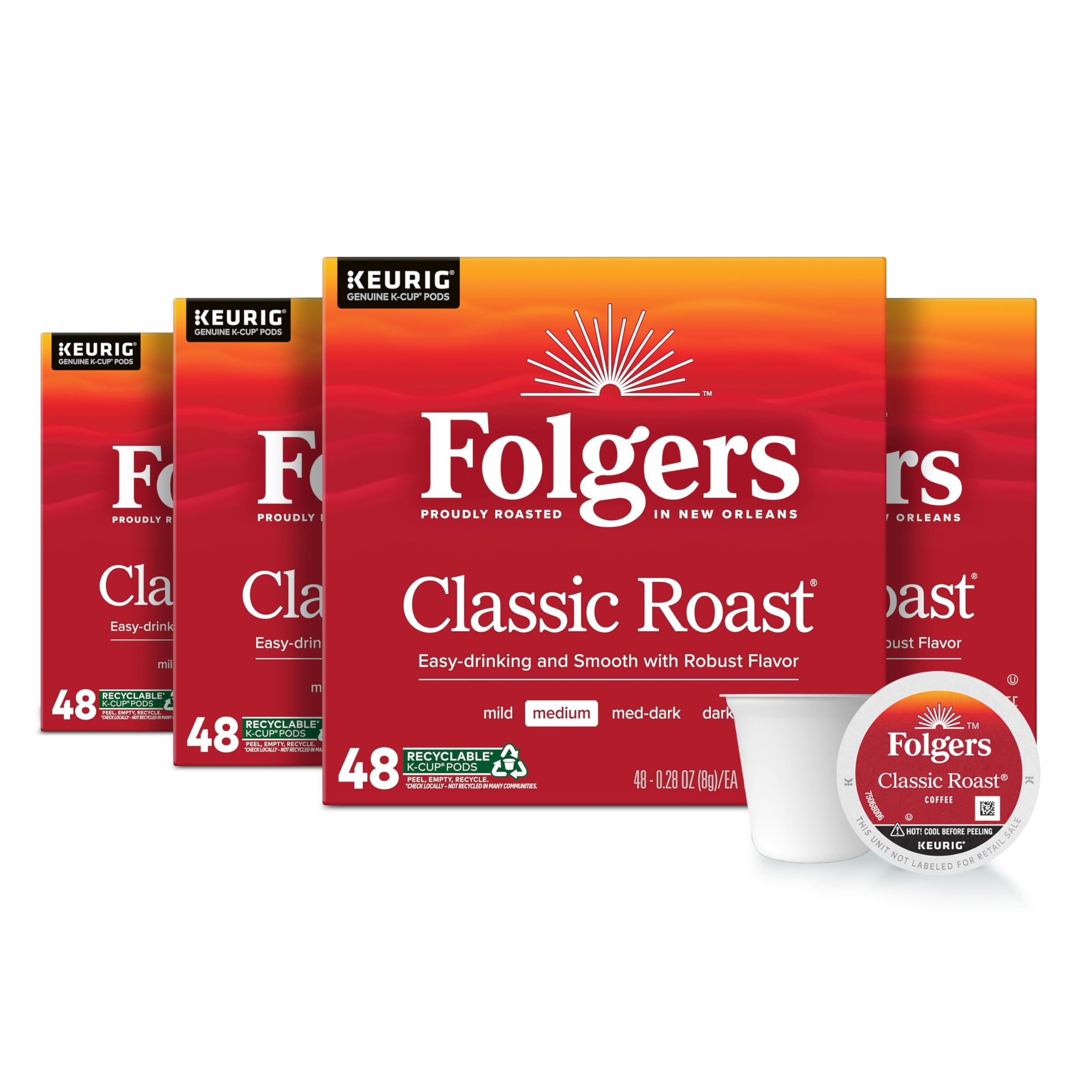 Folgers Black Silk, Dark Roast Coffee, Keurig K-Cup Pods, 12-Count Boxes (Pack of 6)