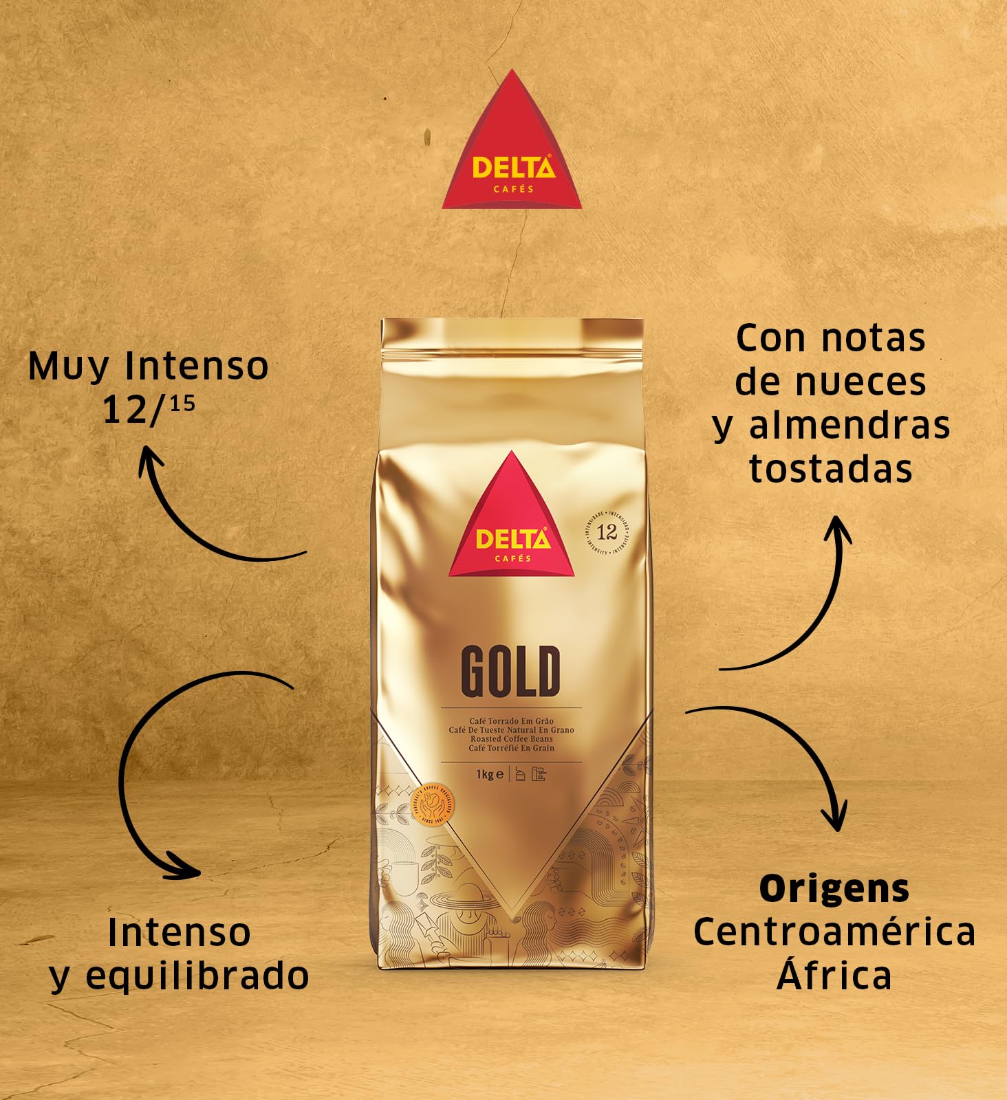 Delta Cafés Gold Whole Bean Coffee 35.2oz Medium Roast Coffee