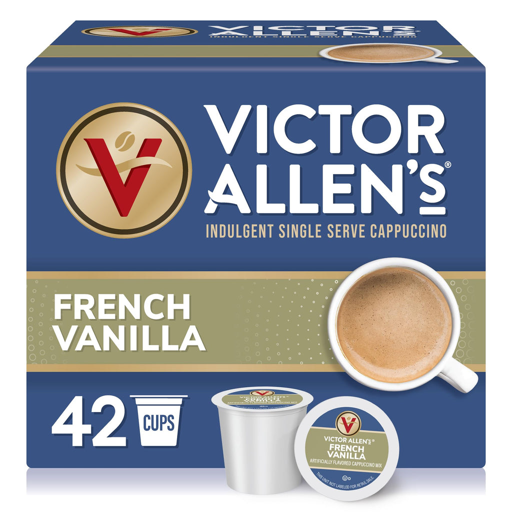 Victor Allen's Coffee White Chocolate Caramel Flavored Cappuccino, 42 Count, Single Serve Cups for Keurig K-Cup Brewers