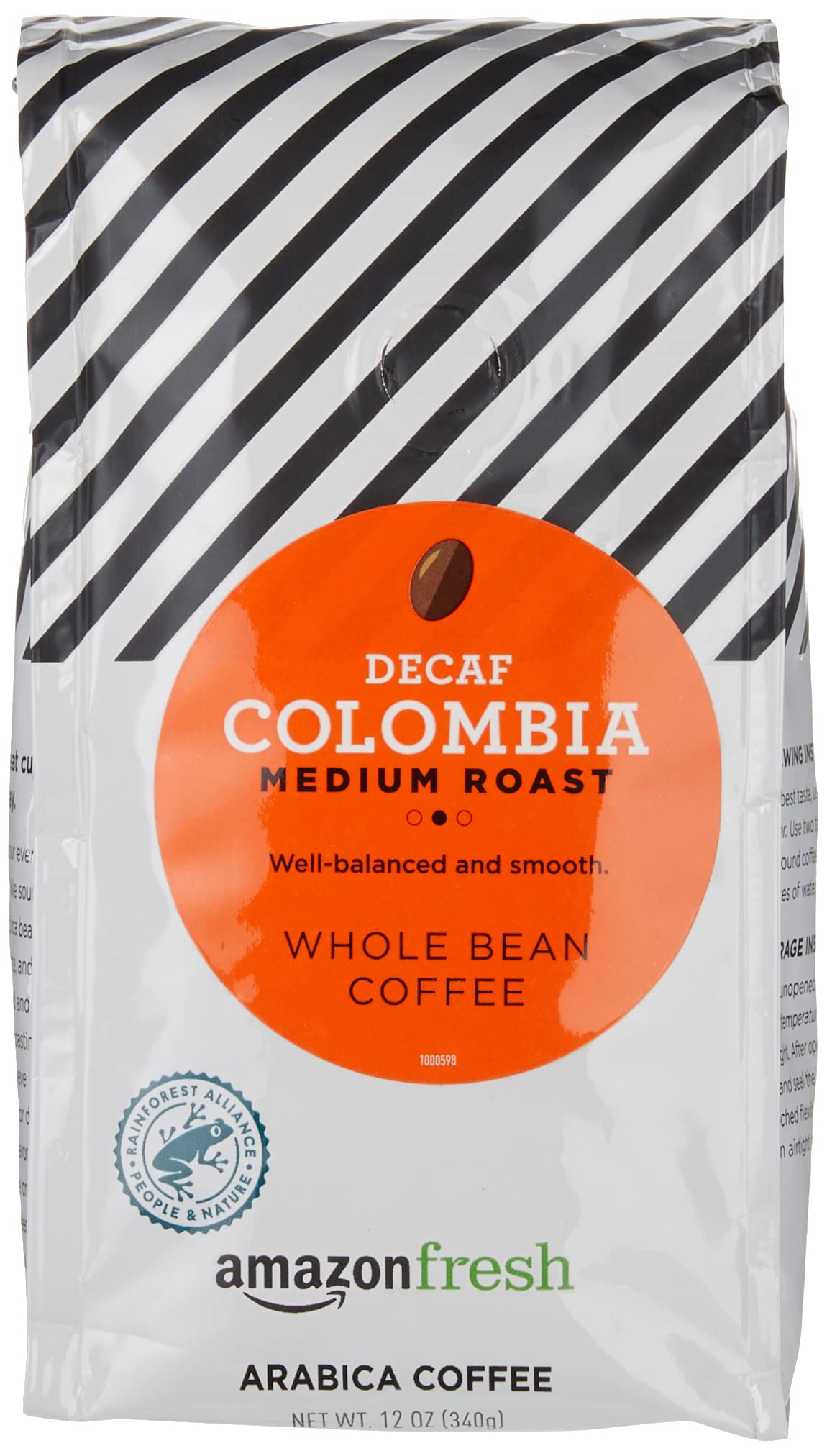 Amazon Fresh Colombia Whole Bean Coffee, Medium Roast, 12 Ounce