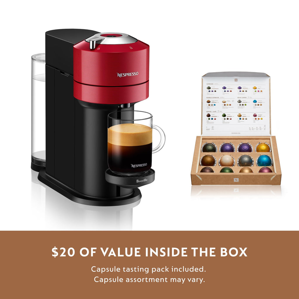 Nespresso Vertuo Next Coffee and Espresso Maker by Breville, with Aeroccino Milk Frother, Light Grey