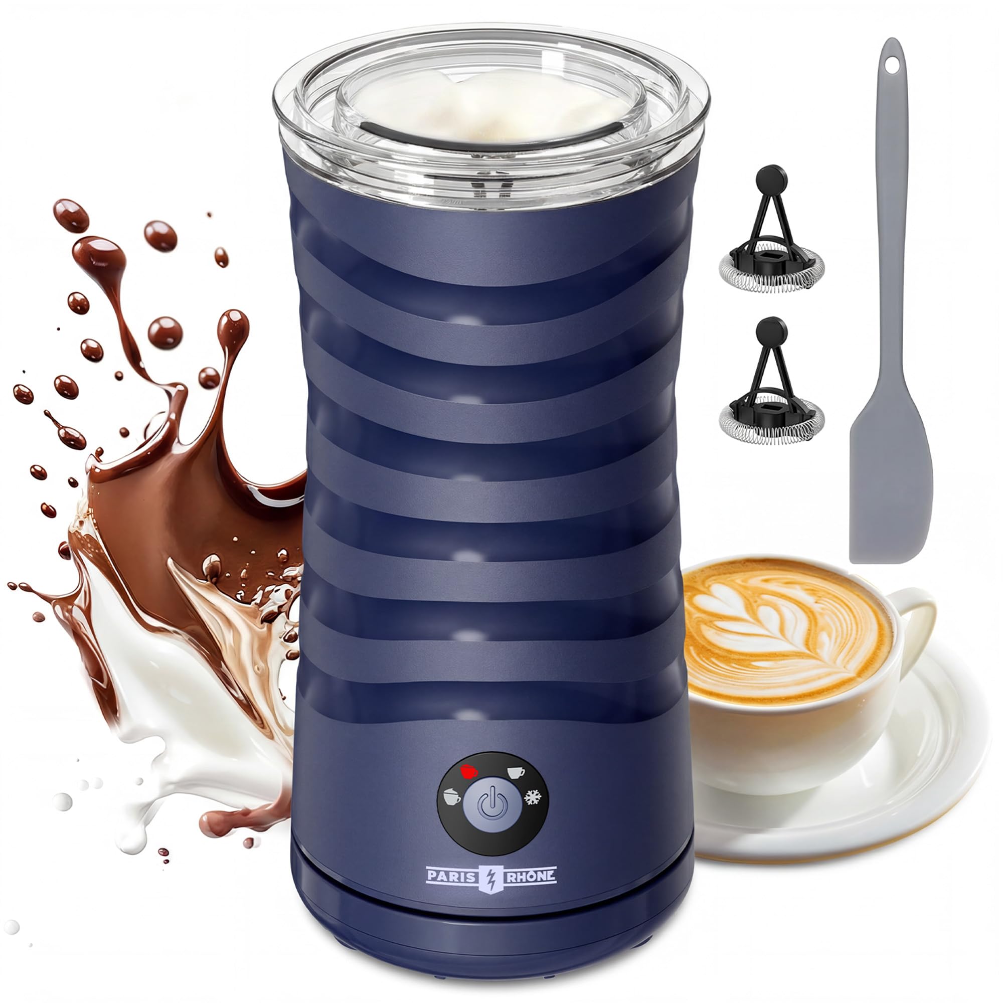 Electric Milk Frother, Paris Rhône 4-in-1 Milk Steamer and Frother, Hot & Cold Foam Milk Warmer with Temperature Control, Auto Shut-Off Frothers for Coffee, Latte,Macchiato, Cappuccino