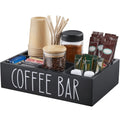 ALELION Coffee Station Organizer - Wood Countertop Accessories Organizer with Removable Dividers for Pods Condiment Syrup Tea Cups Stirrers - for Farmhouse Coffee Bar Decor