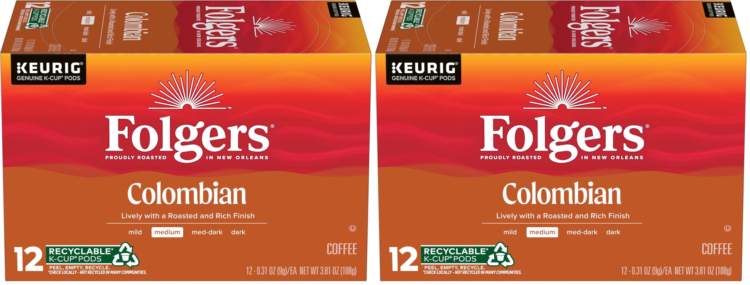 Folgers Black Silk, Dark Roast Coffee, Keurig K-Cup Pods, 12-Count Boxes (Pack of 6)