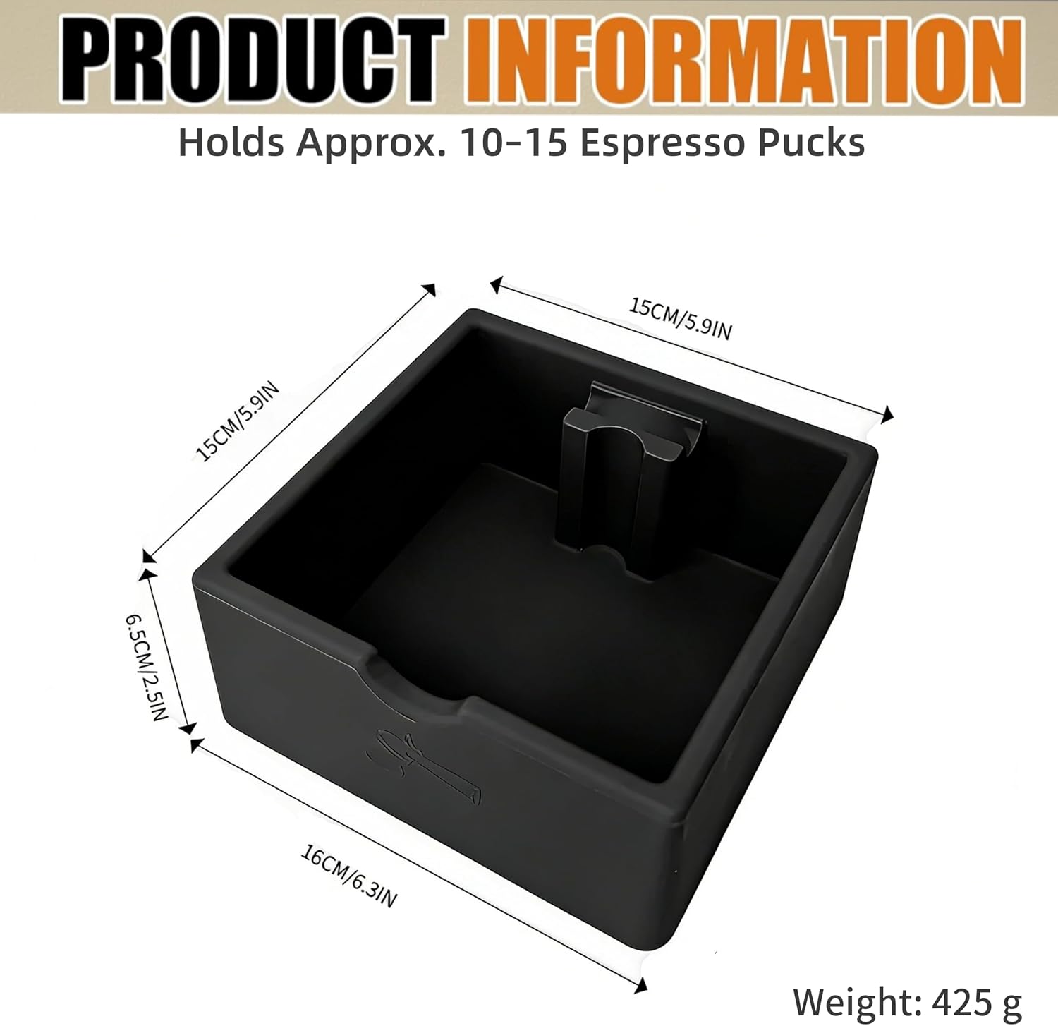 Silicone Espresso Knock Box, Quiet Non-Slip Coffee Puck Bin, Durable Barista Knock Box for Coffee Grounds, Universal Countertop Espresso Accessories