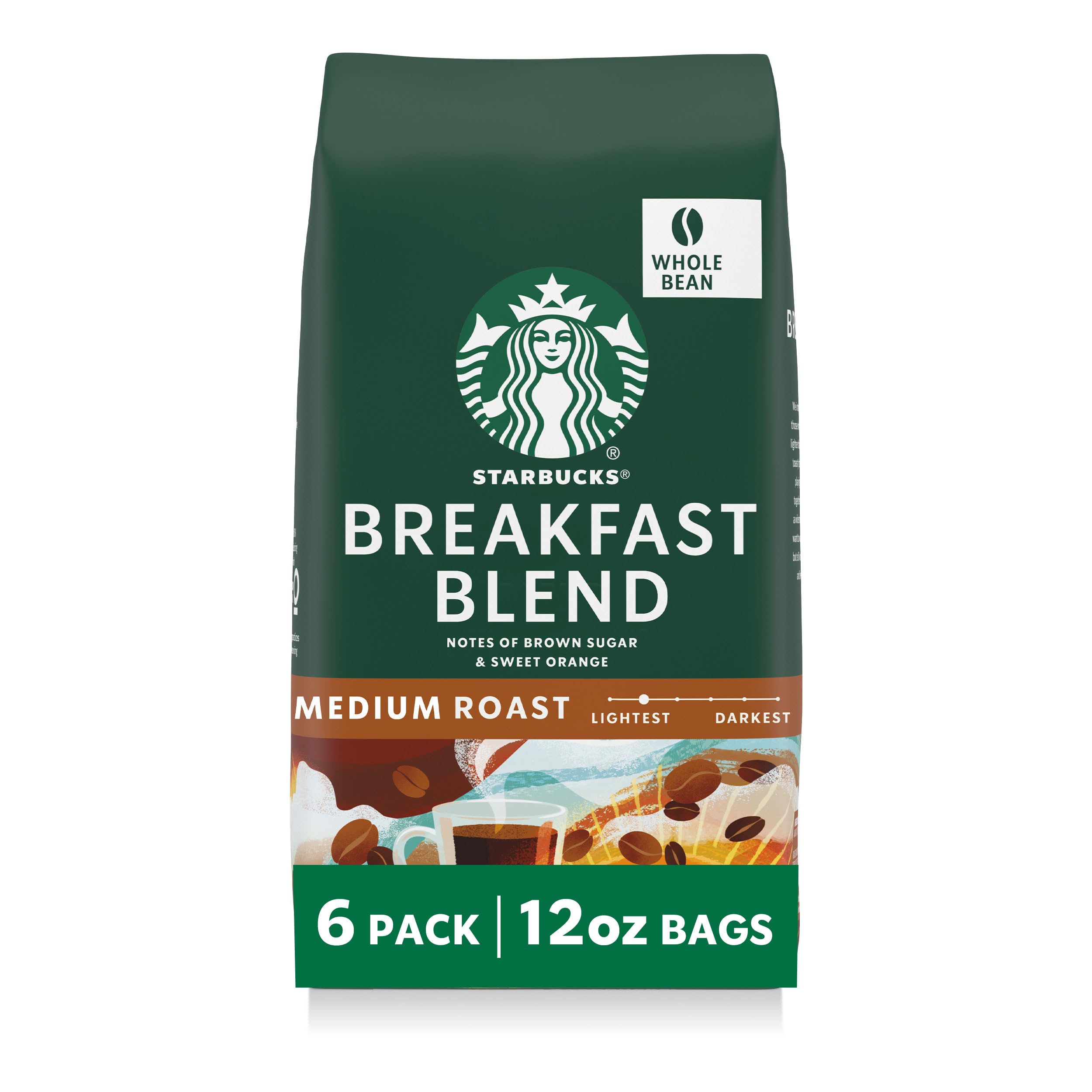 Starbucks Whole Coffee Beans, Medium Roast Hot or Iced Coffee, Pike Place Roast, 28 oz
