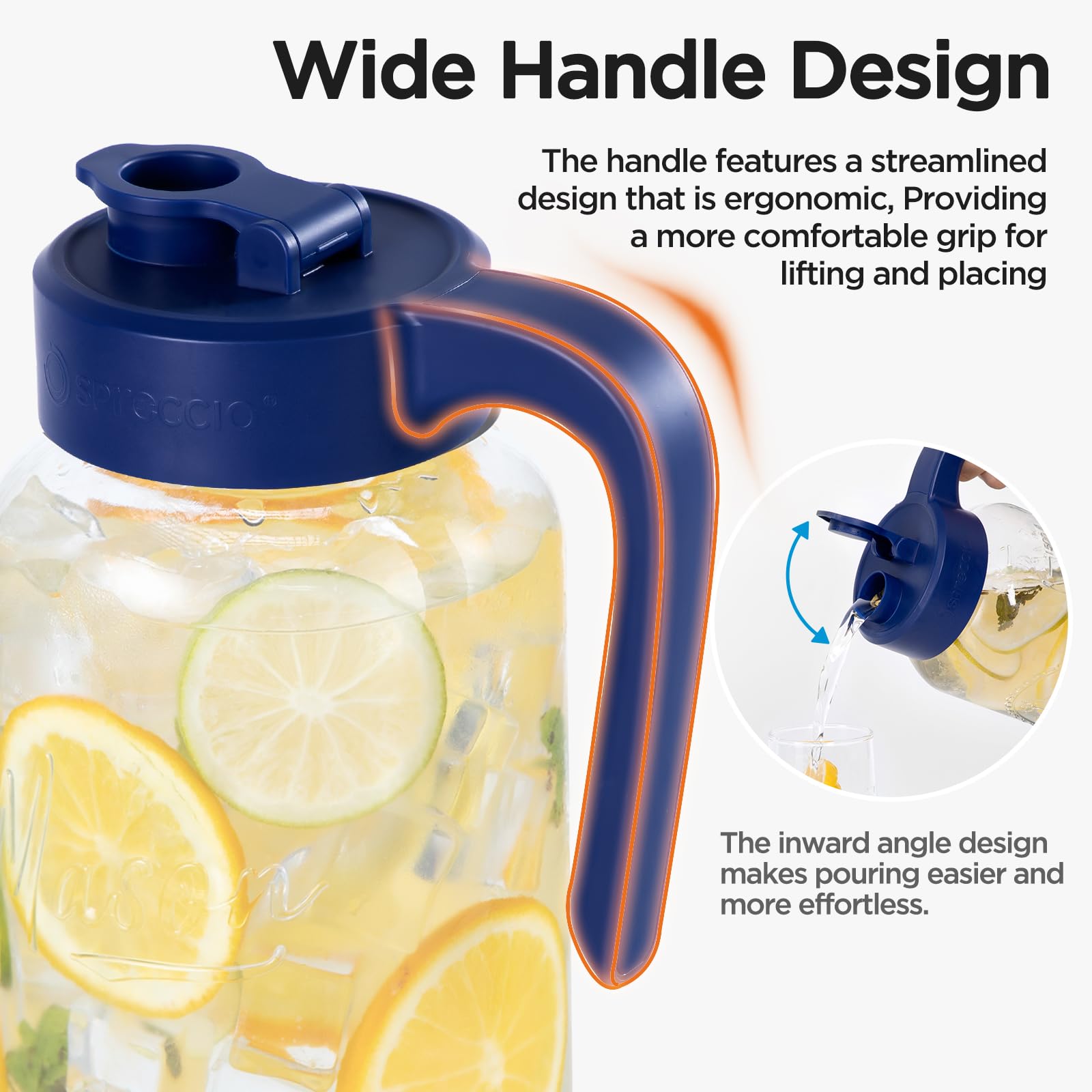 Mason Jar Pitcher - Airtight & Leakproof Glass Pitcher with Lid, Perfect for Breastmilk, Cold Brew, and Sun Tea, 2 Quart (64 oz) Mason Jar with Pour Spout Lid