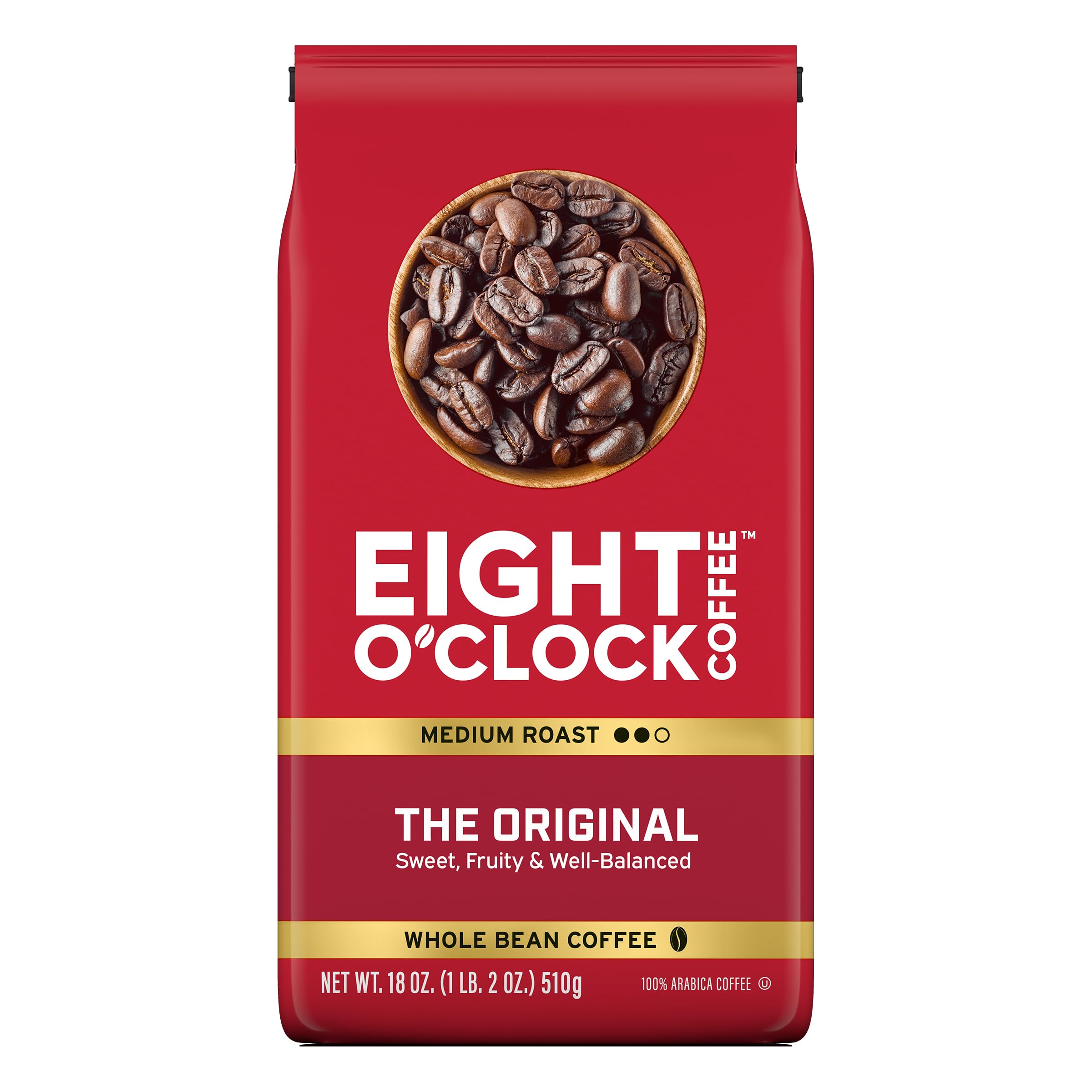 Eight O'Clock Coffee The Original, Medium Roast Whole Bean Coffee, Sweet, Fruity, Well Balanced, 30 Ounce (Pack of 1)