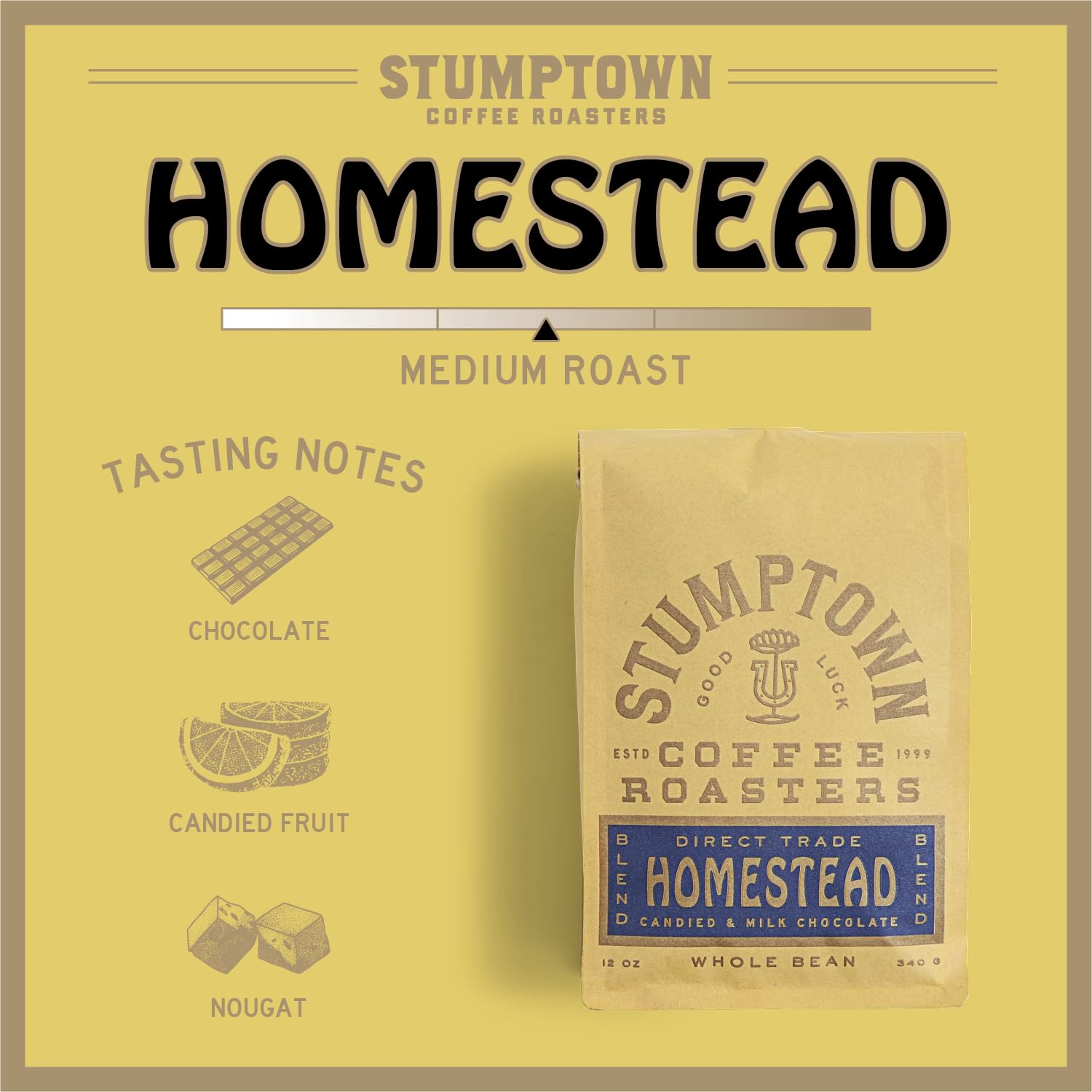 Stumptown Coffee Roasters, Medium Roast Whole Bean Coffee, 100% Arabica Coffee - Hair Bender 12 Ounce Bag with Flavor Notes of Citrus and Dark Chocolate