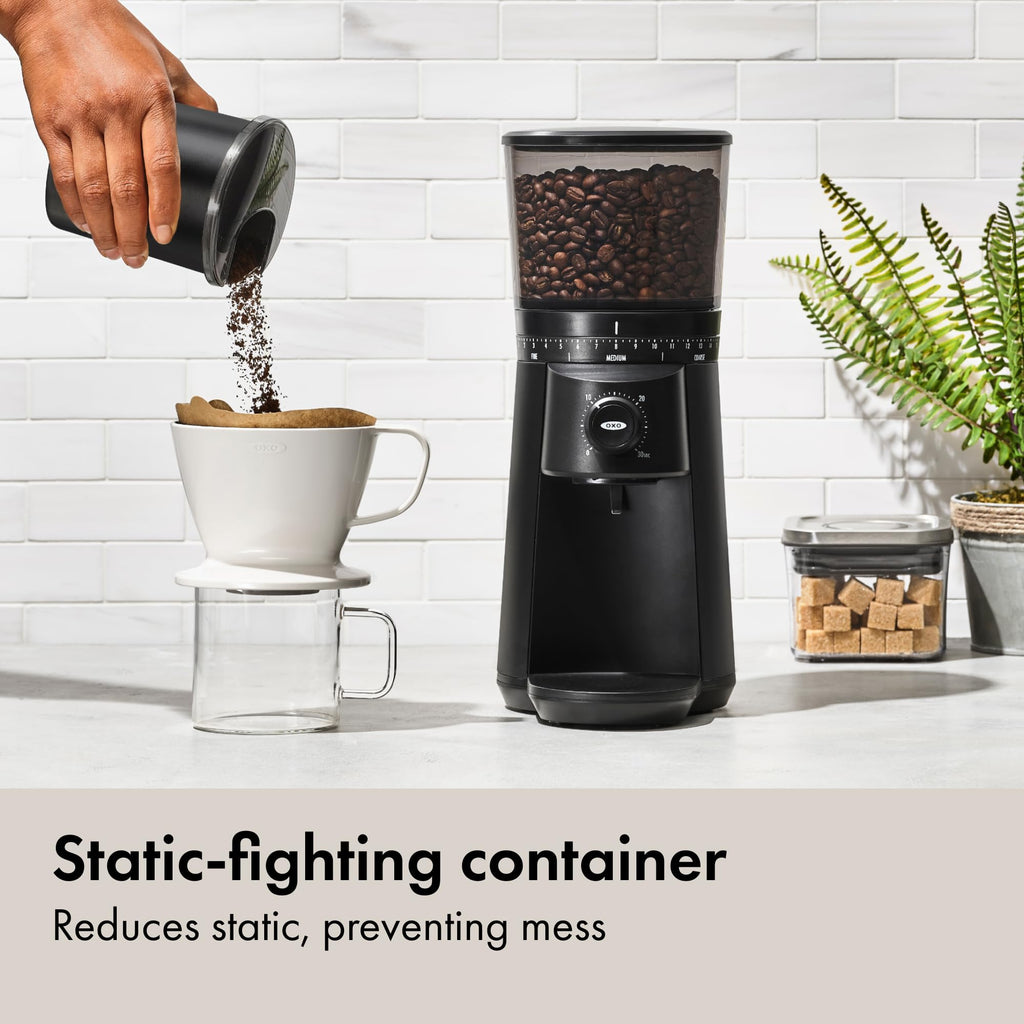 OXO Brew Conical Burr Coffee Grinder - Storm Blue, Stainless Steel Burrs, One-Touch Automatic Smart Grind