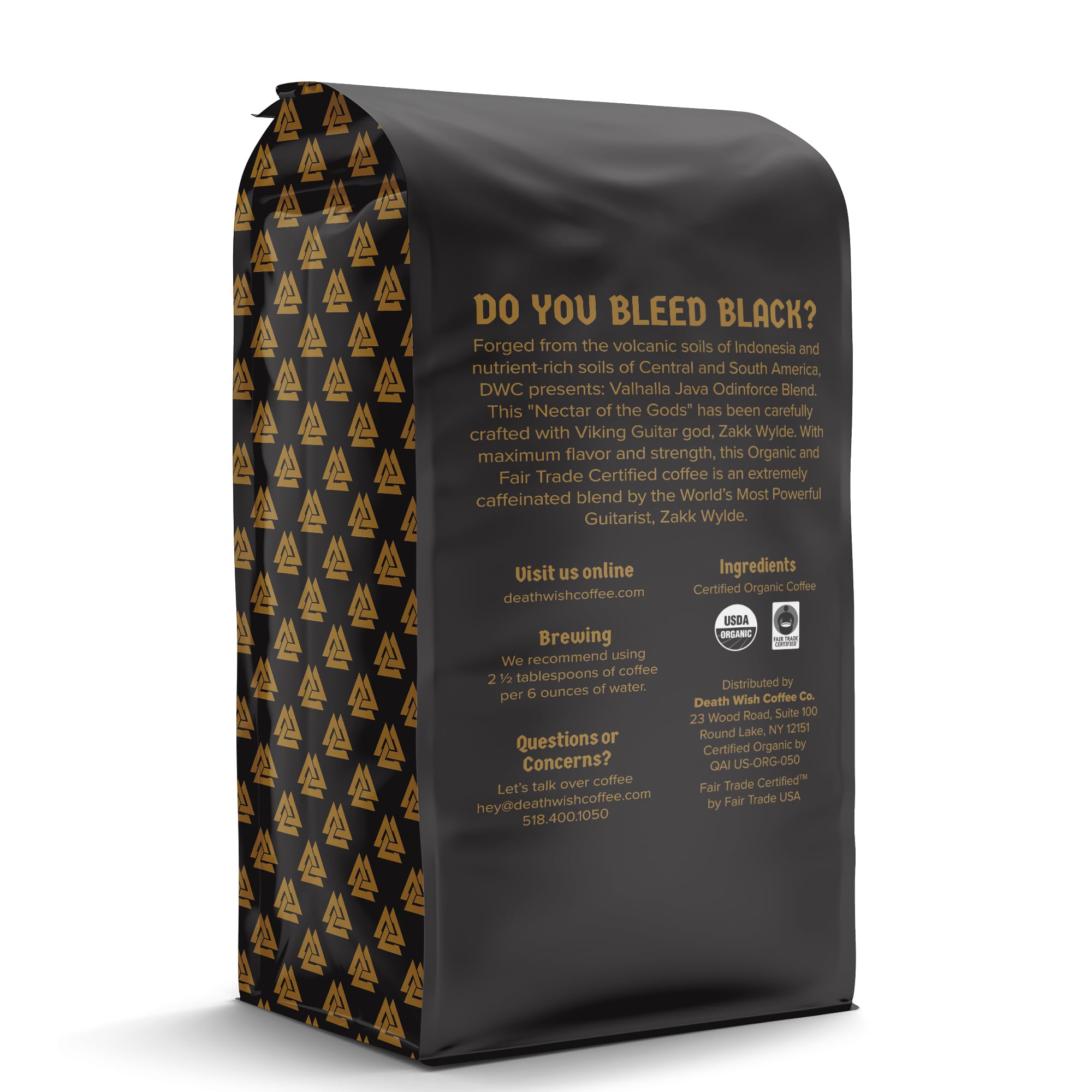 Death Wish Coffee, Valhalla Java Odinforce Blend Whole Bean, USDA Organic and Fair Trade, 12 oz (Pack of 1)