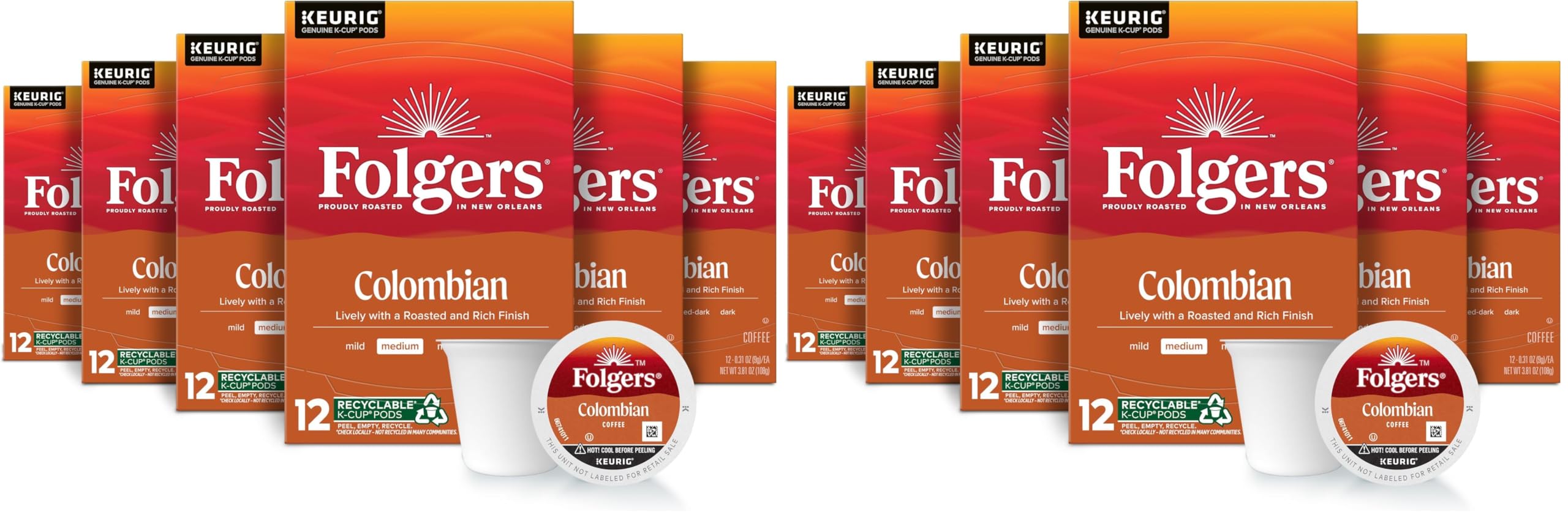 Folgers Black Silk, Dark Roast Coffee, Keurig K-Cup Pods, 12-Count Boxes (Pack of 6)