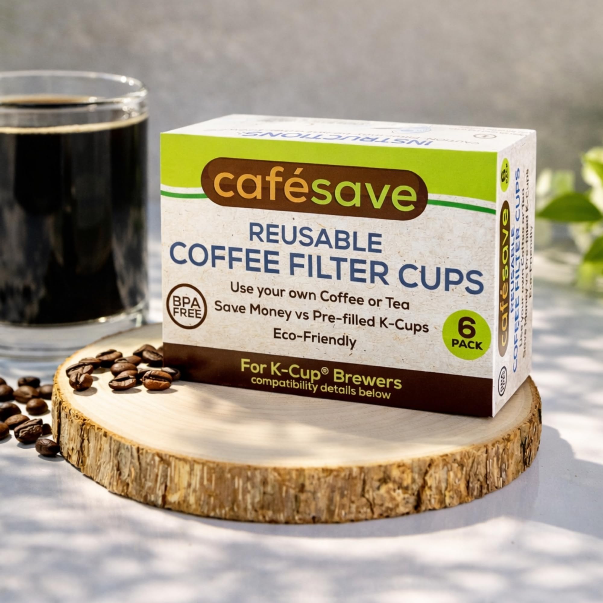Perfect Pod 1-Stream Cafe Save Reusable K Cup Pod Coffee Filters - Refillable Coffee Pod Capsules with Built-In, Integrated Mesh Strainer for use with Keurig & Select Single Cup Coffee Makers, 4-Pack