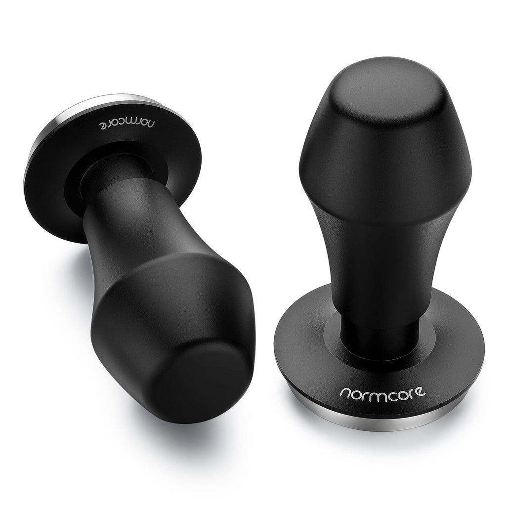 Normcore V4 Coffee Tamper 53.3mm - Spring-Loaded Tamper - Barista Espresso Tamper with 15lb / 25lb / 30lbs Replacement Springs - Anodized Aluminum Handle and Stand - Flat Base, Black