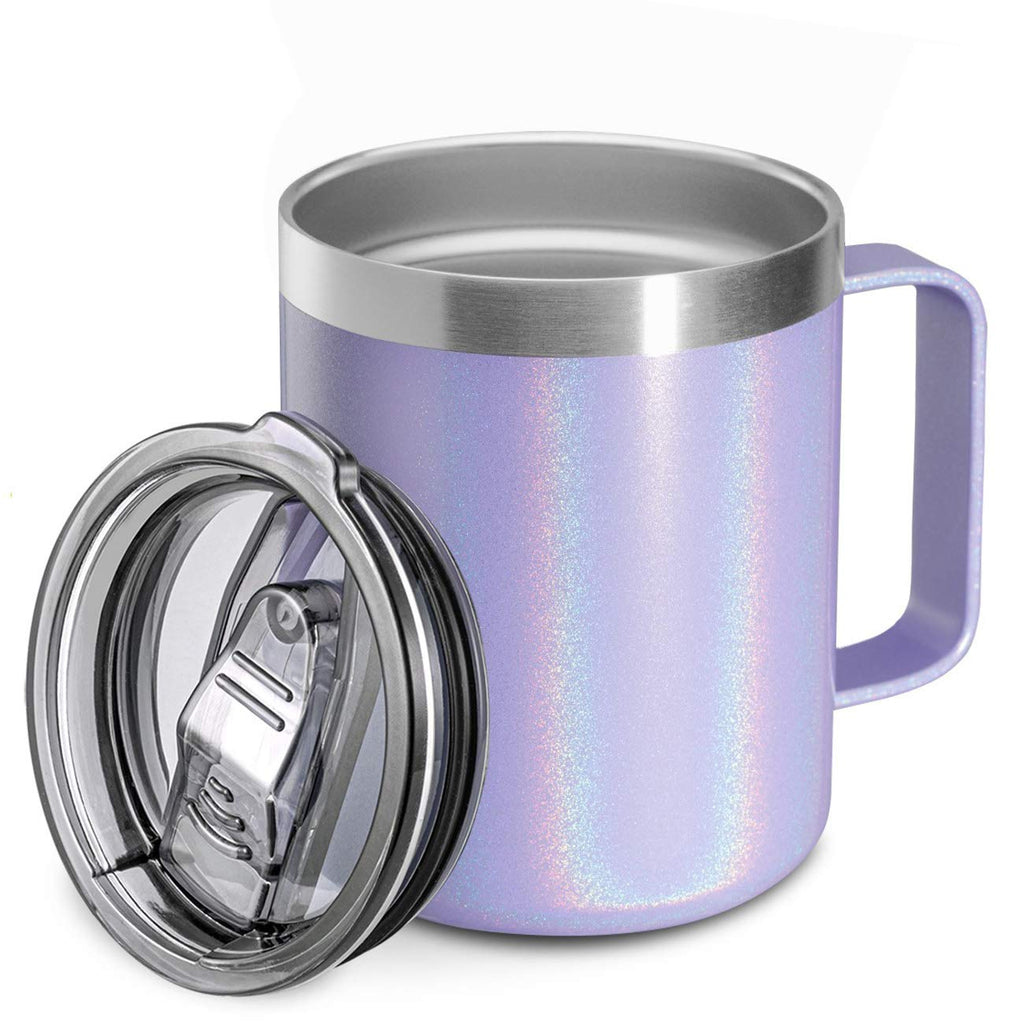 12oz Stainless Steel Insulated Coffee Mug with Handle, Double Wall Vacuum Travel Mug, Tumbler Cup with Sliding Lid, Navy