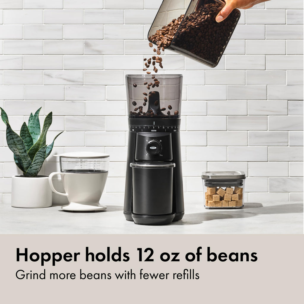 OXO Brew Conical Burr Coffee Grinder - Storm Blue, Stainless Steel Burrs, One-Touch Automatic Smart Grind