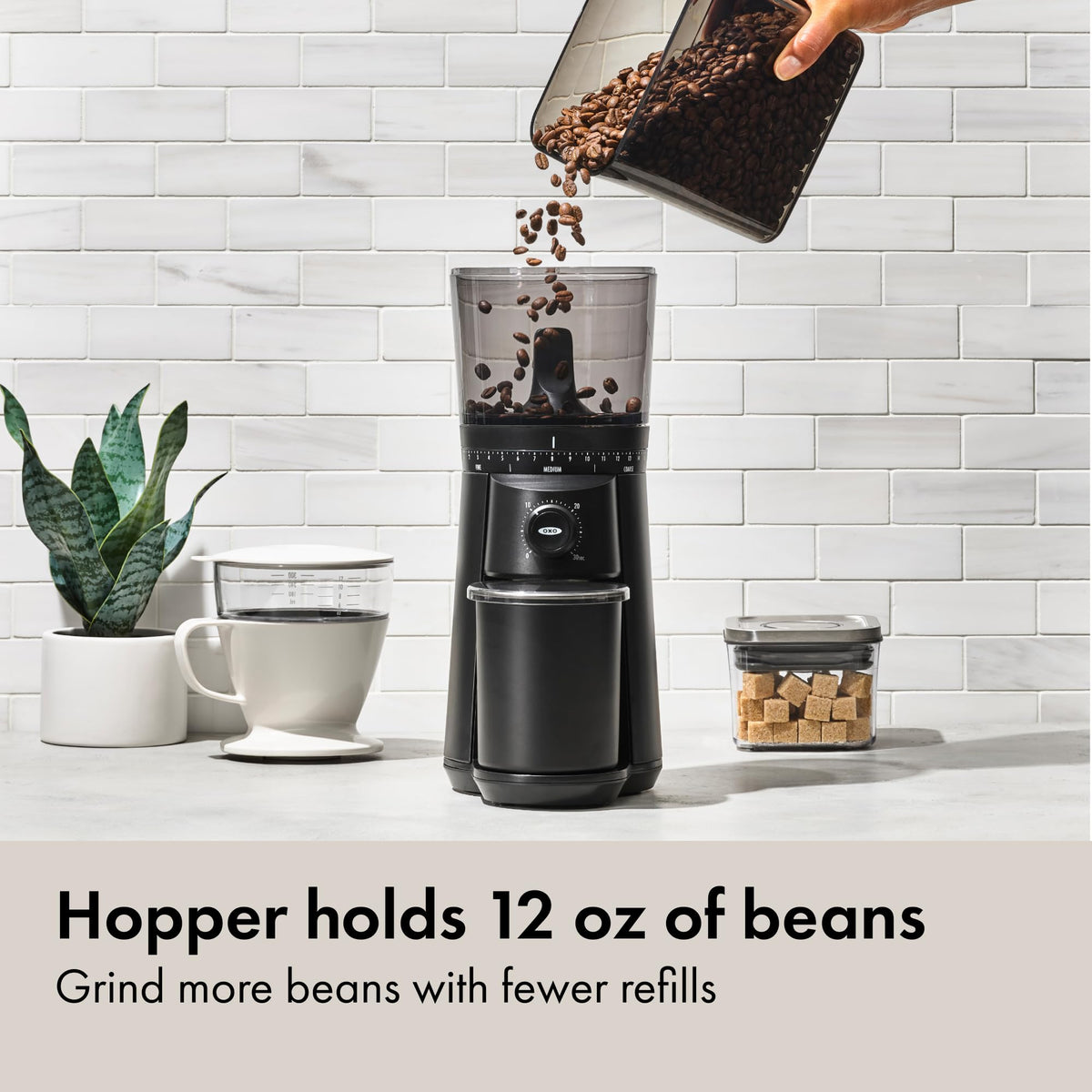 OXO Brew Conical Burr Coffee Grinder - Storm Blue, Stainless Steel Burrs, One-Touch Automatic Smart Grind