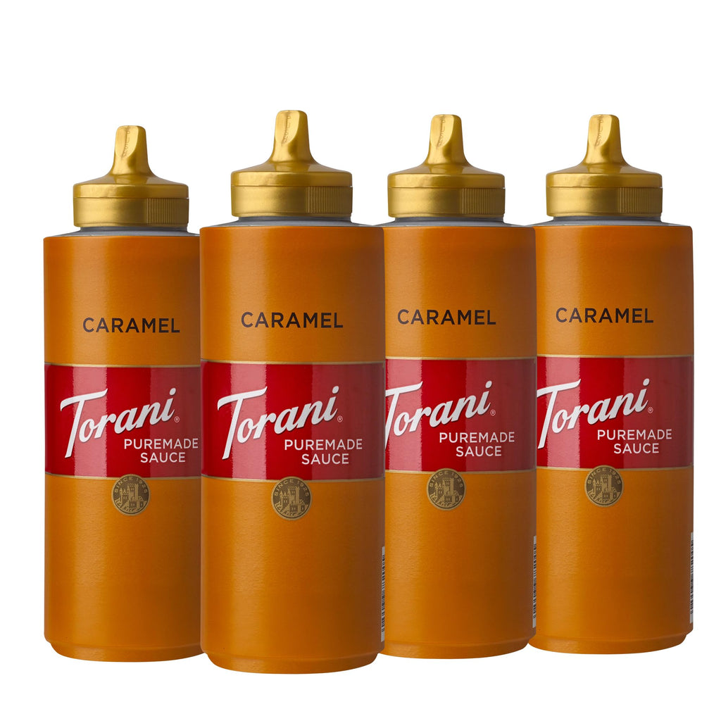 Torani Puremade Dessert & Drink Sauce Variety Pack, Chocolate Caramel, Dark Chocolate, White Chocolate & Caramel, 16.5 fl oz (Set of 4)