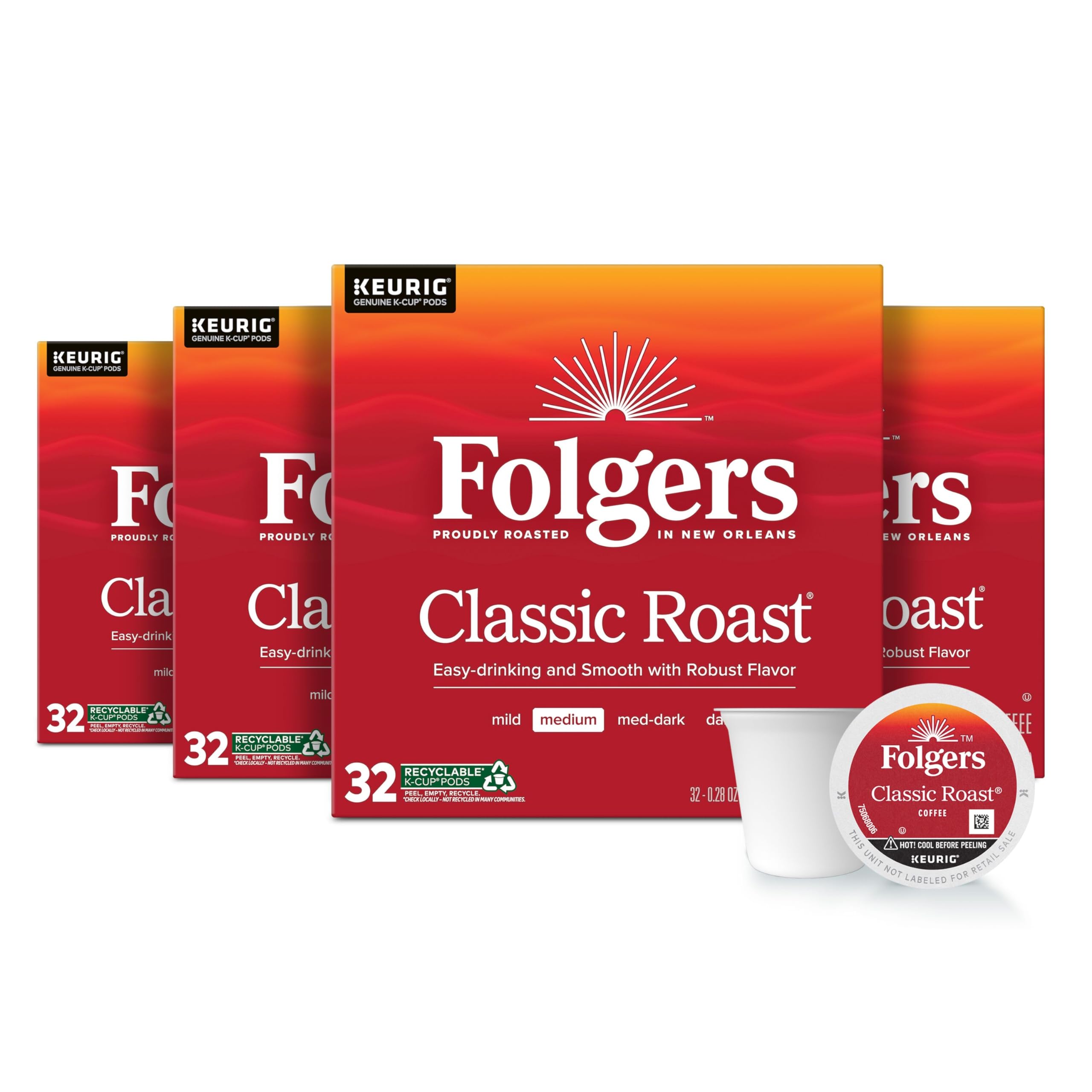 Folgers Black Silk, Dark Roast Coffee, Keurig K-Cup Pods, 12-Count Boxes (Pack of 6)