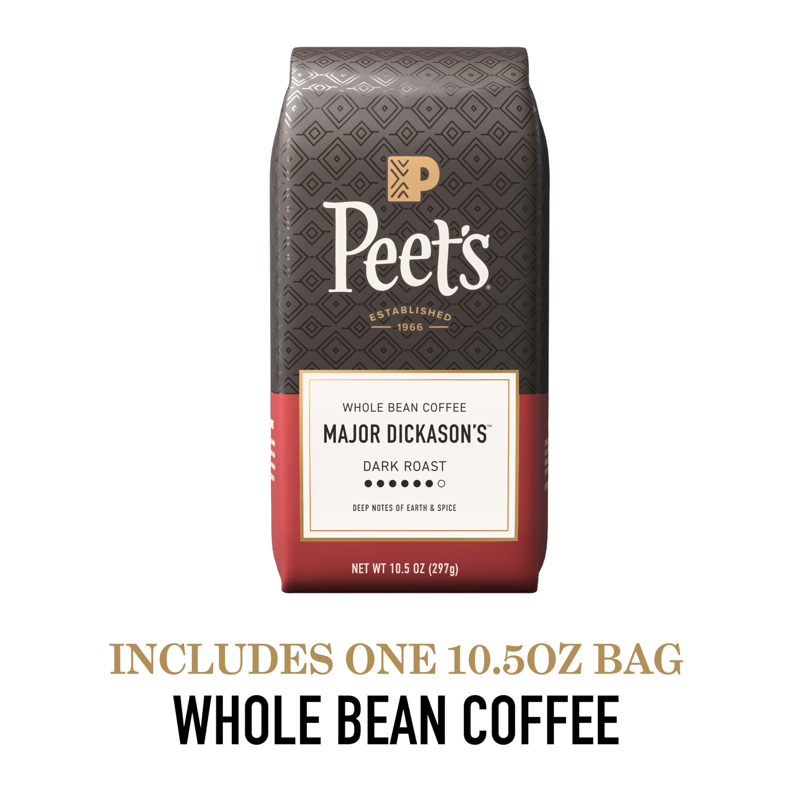 Peet's Coffee, Dark Roast Whole Bean Coffee, 100% Arabica Coffee - Major Dickason's Blend 18 Ounce Bag