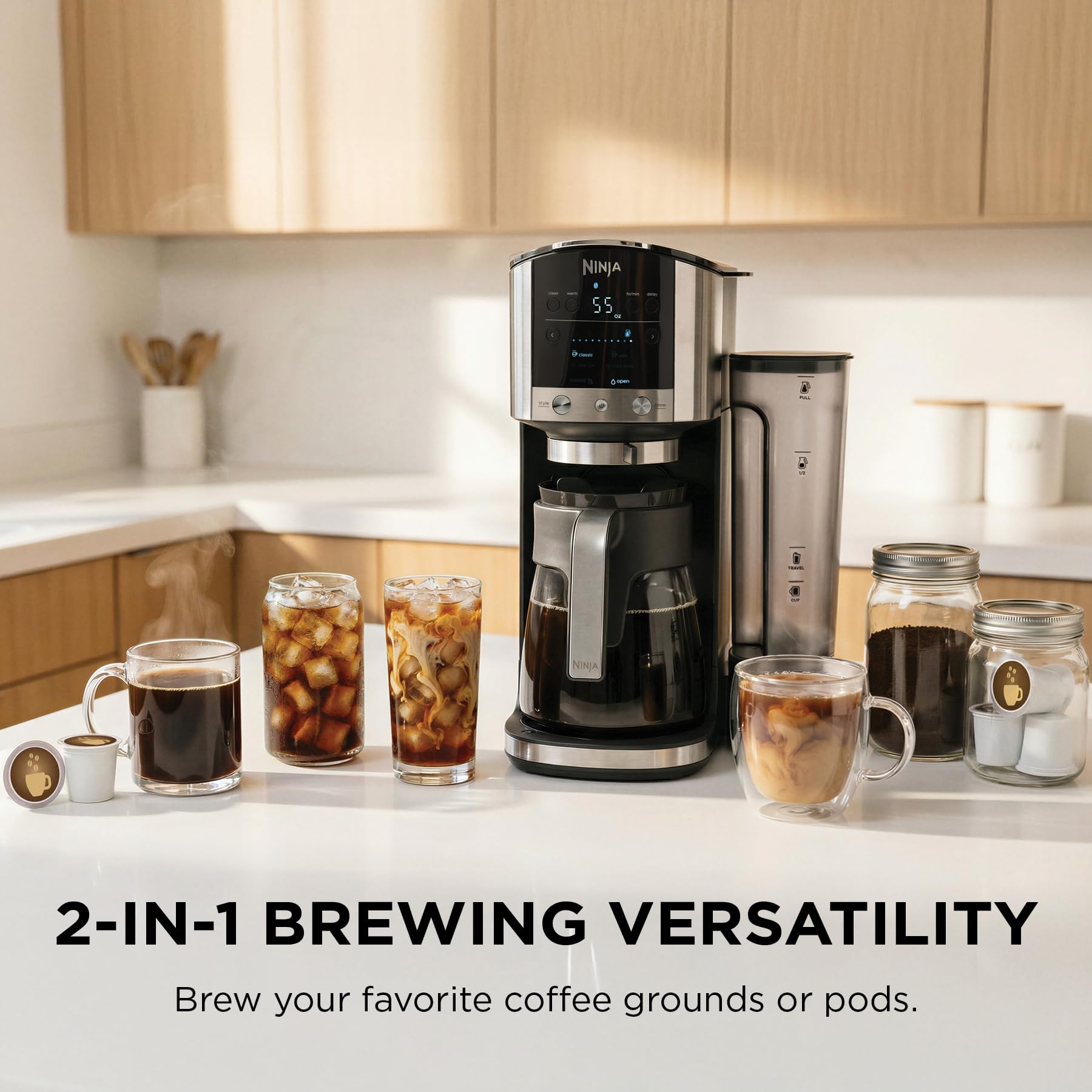 Ninja 12-Cup Programmable Coffee Brewer, 2 Brew Styles, Adjustable Warm Plate, 60oz Water Reservoir, Delay Brew - Black/Stainless Steel