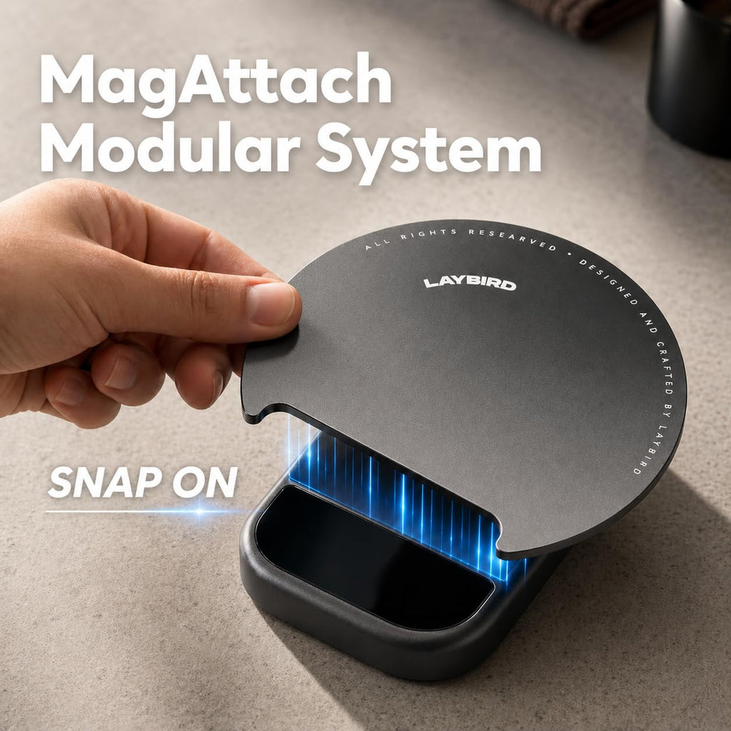 LAYBIRD MagAttach 3-in-1 Coffee Scale with Timer – Precision Espresso & Pour Over Scale with Flow Rate and Brew Ratio Display, Includes Magnetic Dosing Cup and Extension Platform Brewing Accessories