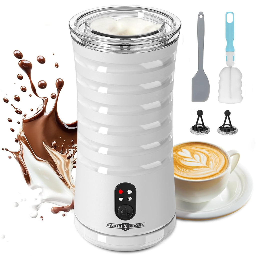 Electric Milk Frother, Paris Rhône 4-in-1 Milk Steamer and Frother, Hot & Cold Foam Milk Warmer with Temperature Control, Auto Shut-Off Frothers for Coffee, Latte,Macchiato, Cappuccino