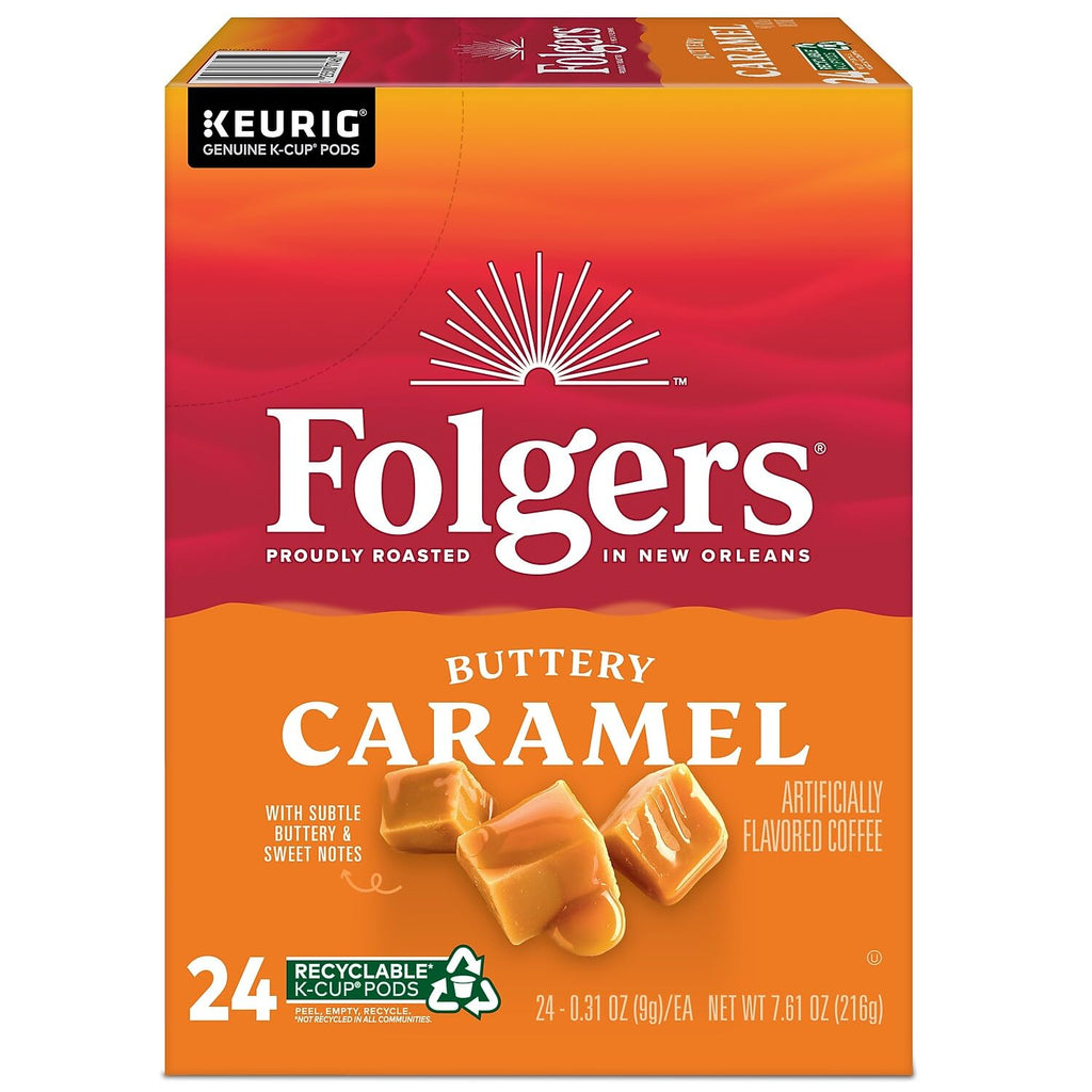 Folgers French Vanilla Artificially Flavored Coffee, Keurig K-Cup pods, 10 Count Box (Pack of 6)