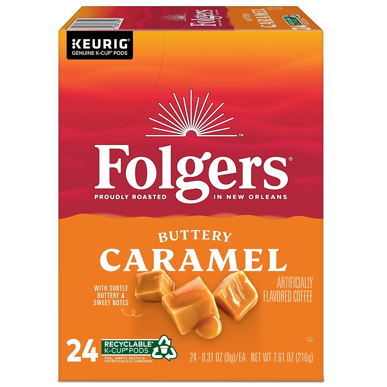 Folgers French Vanilla Artificially Flavored Coffee, Keurig K-Cup pods, 10 Count Box (Pack of 6)