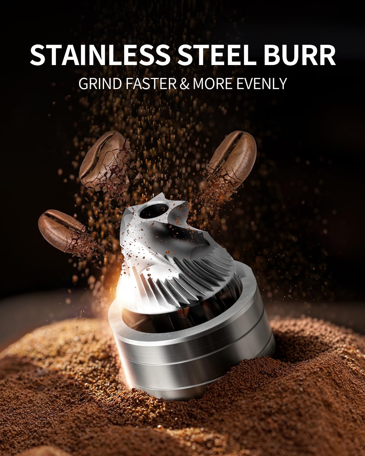 CIRCLE JOY Mini Manual Coffee Grinder with 40 External Adjustable Settings and Ceramic Conical Burr, Portable Stainless Steel Hand Coffee Grinder for Home and Travel