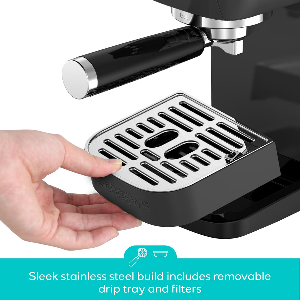 CASABREWS 3700 Essential Espresso Machine 20 Bar, Stainless Steel Cappuccino & Latte Coffee Maker with Steam Frother for Home, 43.9oz Water Tank, Silver