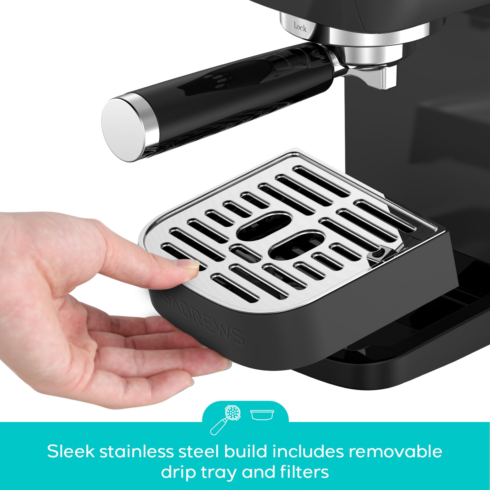 CASABREWS 3700 Essential Espresso Machine 20 Bar, Stainless Steel Cappuccino & Latte Coffee Maker with Steam Frother for Home, 43.9oz Water Tank, Silver