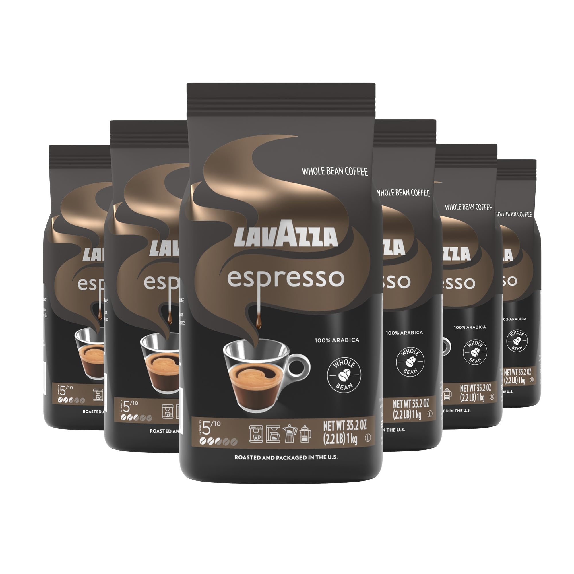 Lavazza Espresso Whole Bean Coffee, Medium Roast, 100% Arabica, 2.2 lb Bag (Pack of 1)