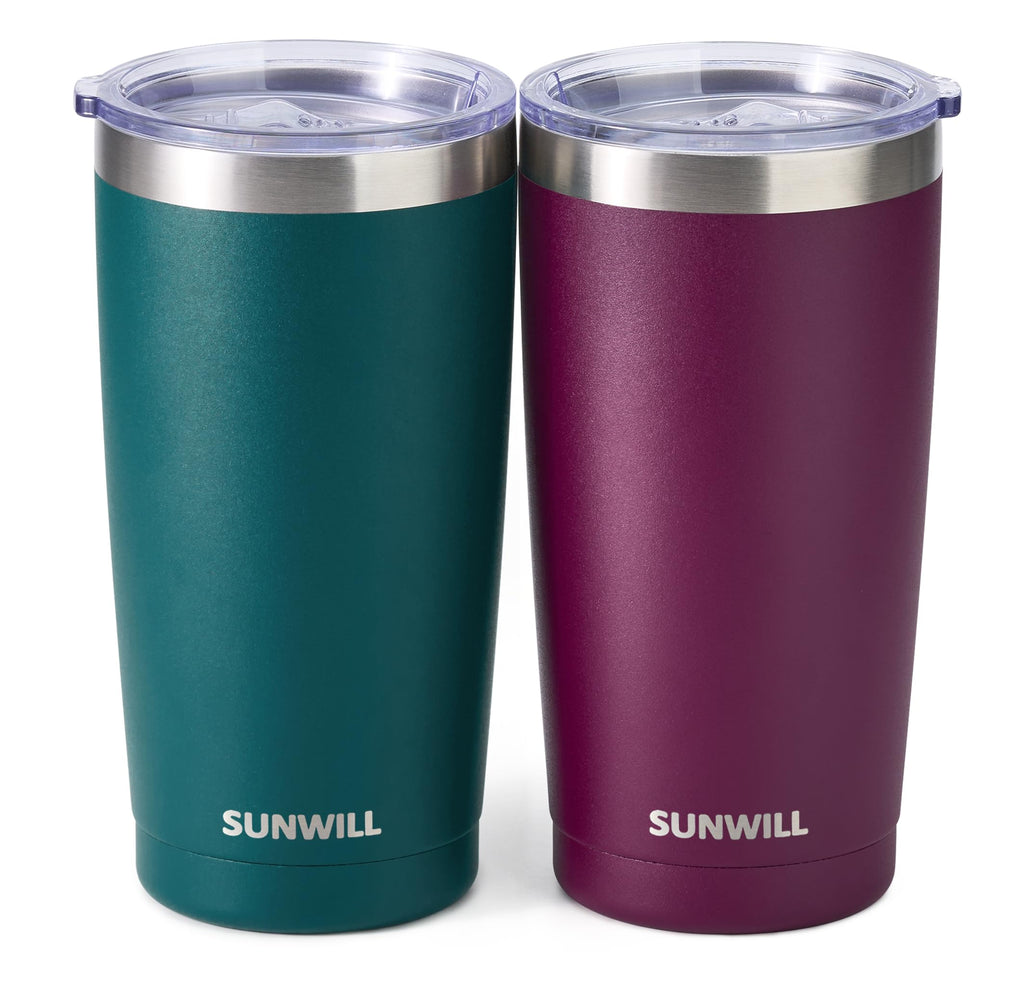 SUNWILL Travel Coffee Tumbler 20 oz, Insulated Mug with Lid, Stainless Steel Cup for Outdoor, Powder Coated Navy