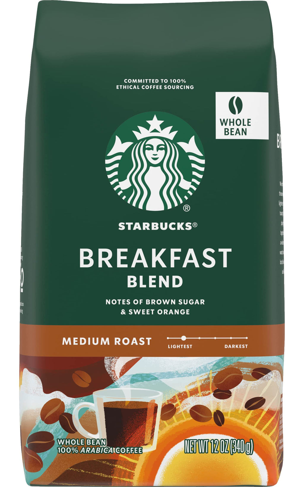 Starbucks Whole Coffee Beans, Medium Roast Hot or Iced Coffee, Pike Place Roast, 28 oz