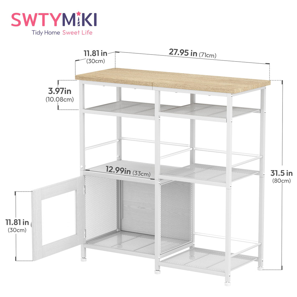SWTYMIKI Coffee Bar Cabinet Station - Farmhouse Small Coffee Stand Station with Doors, Rustic Storage Organizer for Kitchen, Buffet Sideboard Cabinet Table for Home, Office, Corner, Bar, Espresso