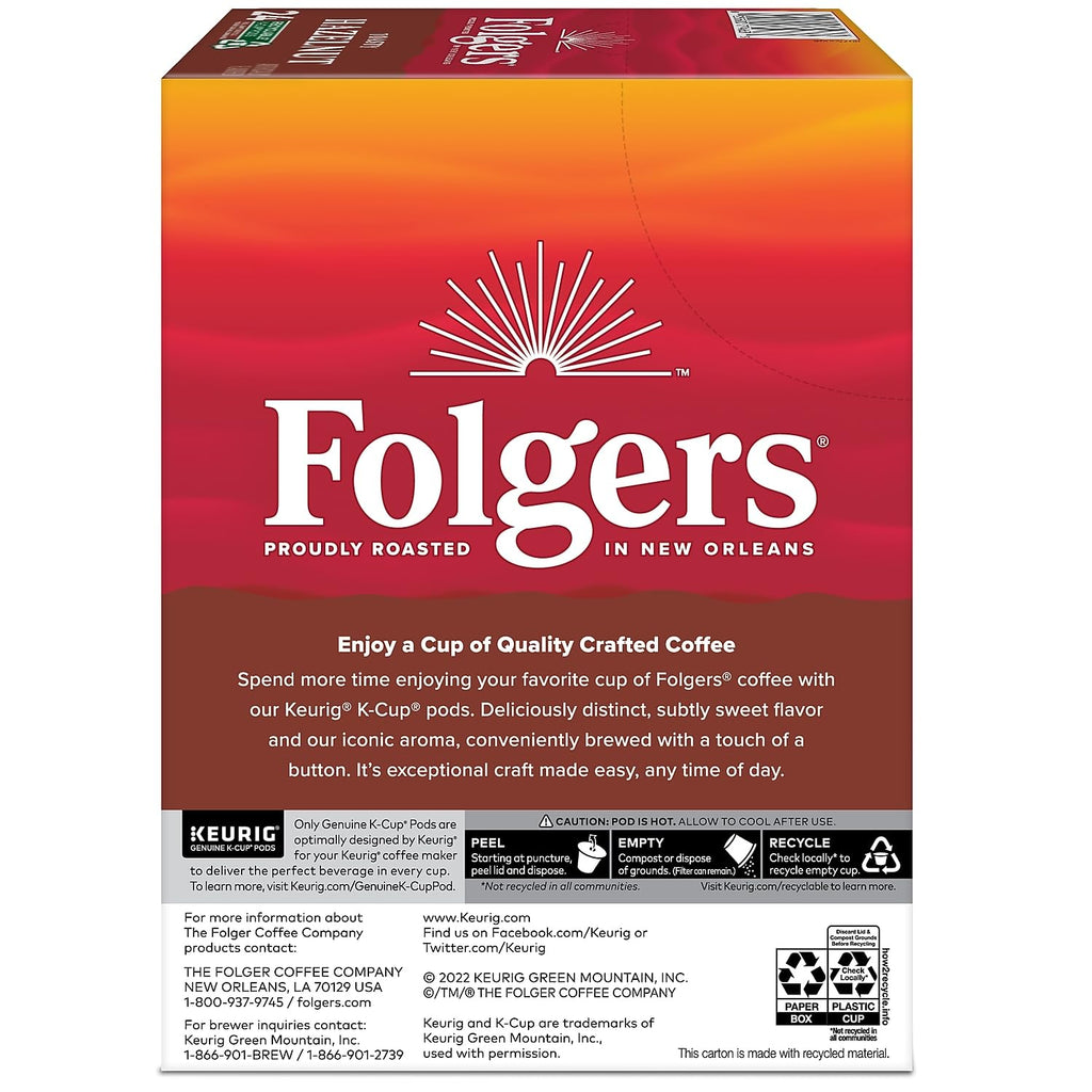 Folgers French Vanilla Artificially Flavored Coffee, Keurig K-Cup pods, 10 Count Box (Pack of 6)