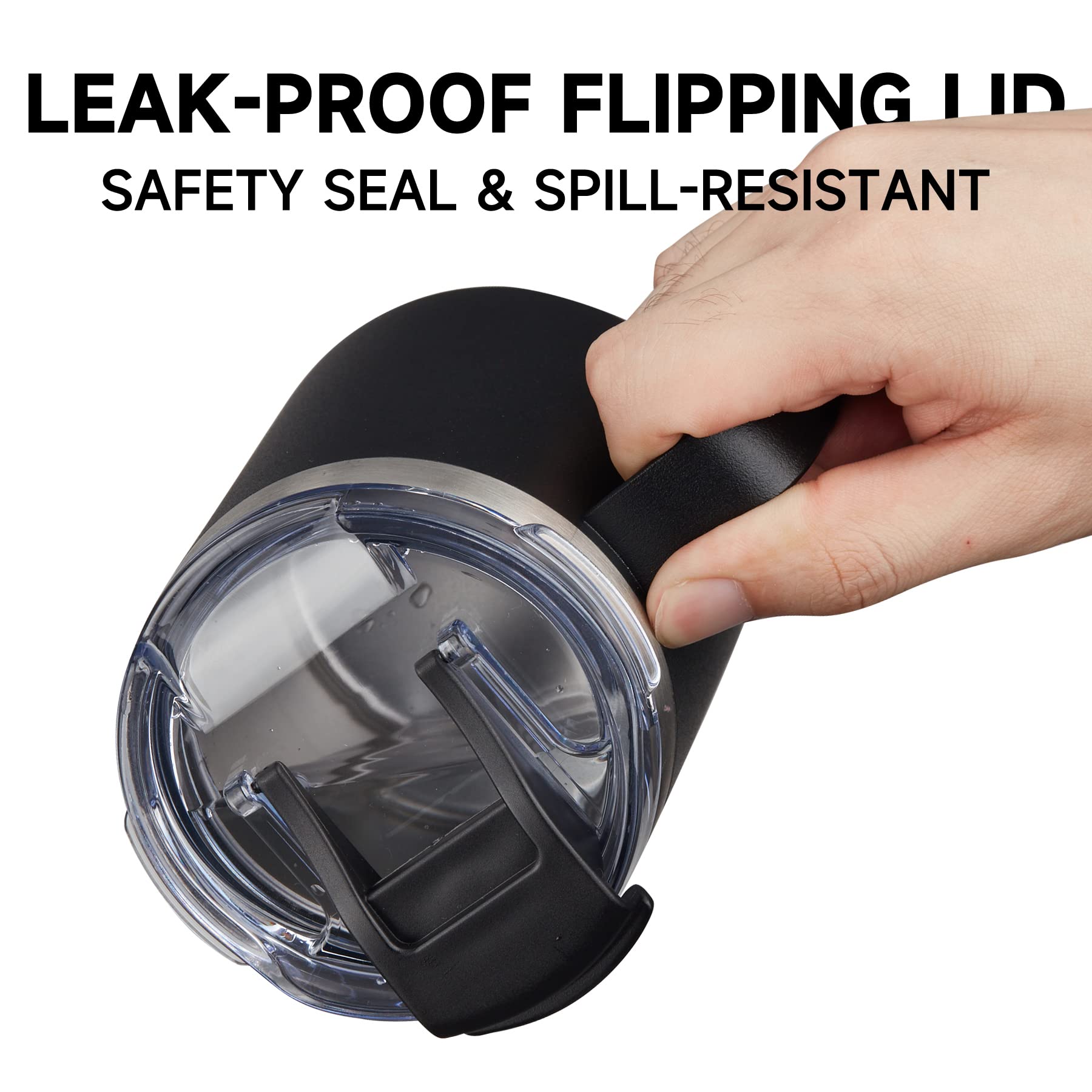 12oz Stainless Steel Insulated Coffee Mug with Handle, Double Wall Vacuum Travel Mug, Tumbler Cup with Sliding Lid, Navy