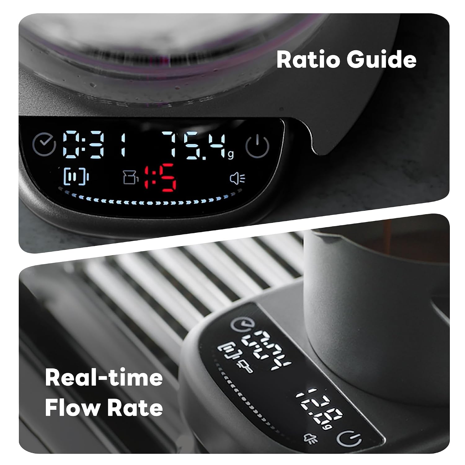 LAYBIRD MagAttach 3-in-1 Coffee Scale with Timer – Precision Espresso & Pour Over Scale with Flow Rate and Brew Ratio Display, Includes Magnetic Dosing Cup and Extension Platform Brewing Accessories