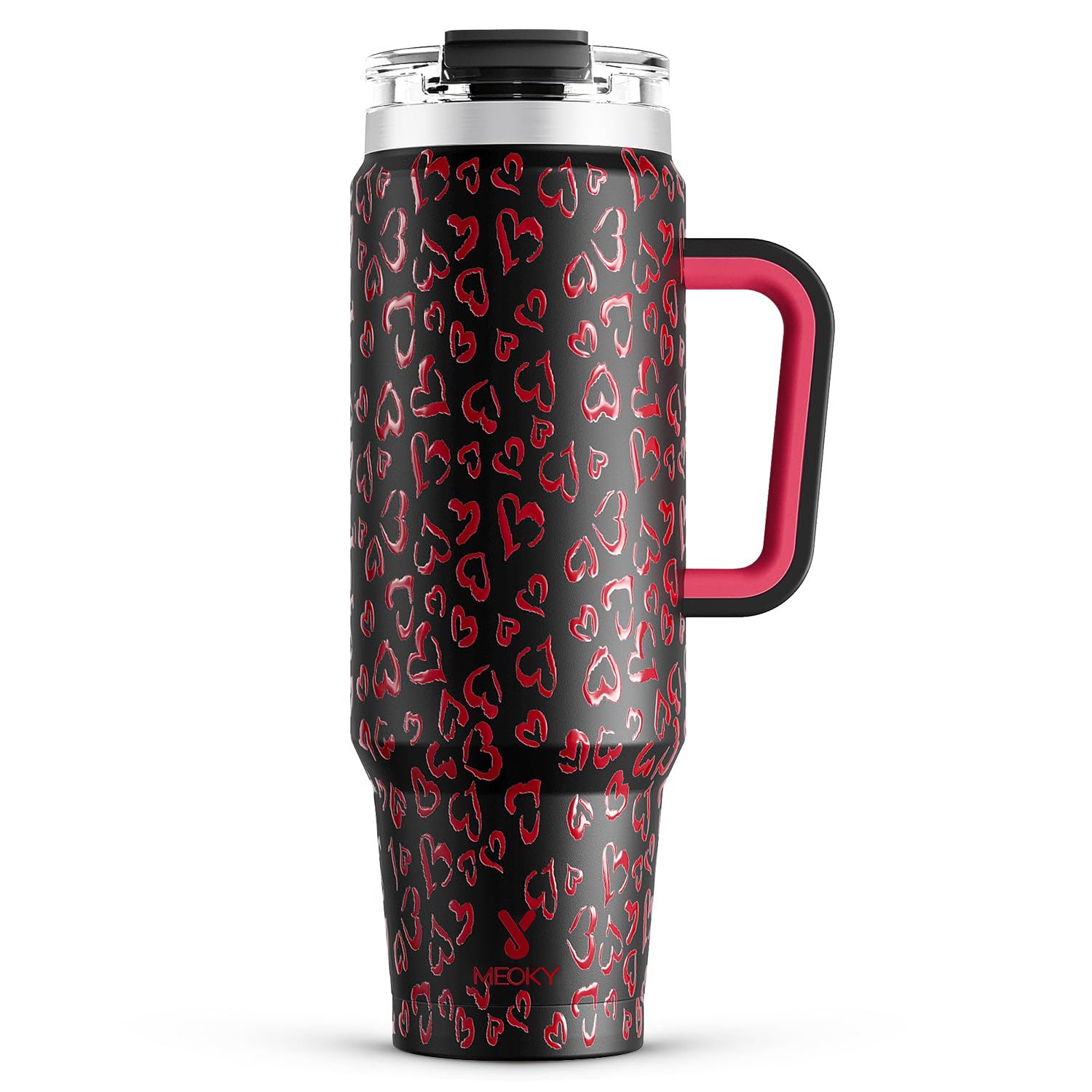 Meoky 32 oz Tumbler with Handle, Insulated Tumbler with Lid and Straw, Stainless Steel Travel Mug, Keeps Cold for 24 Hours, 100% Leak Proof, Fits in Car Cup Holder (Night)