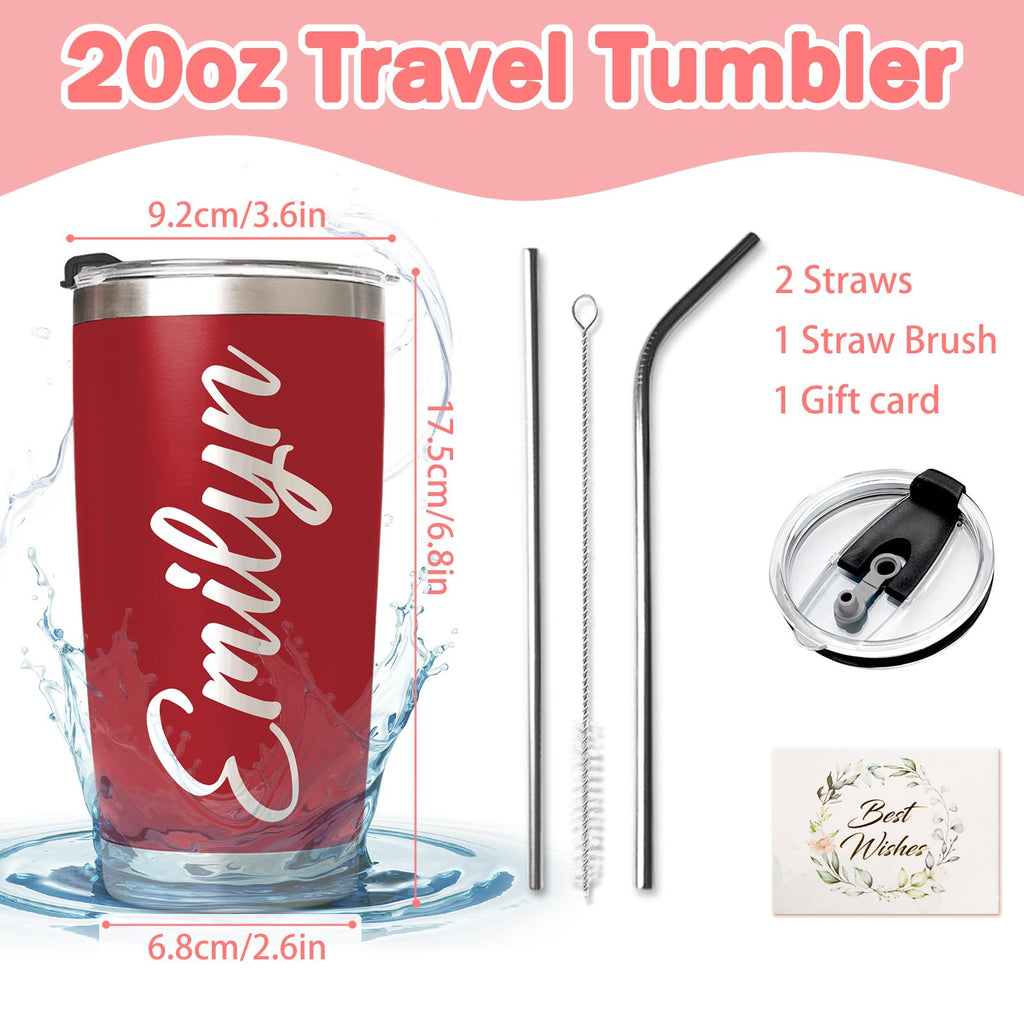 Personalized Tumbler Custom Coffee Tumbler Laser Engrave with Name 20 Oz Stainless Steel Travel Tumbler Cup Mug Personalized Gifts for Birthday Christmas Anniversary for Men Women Kids