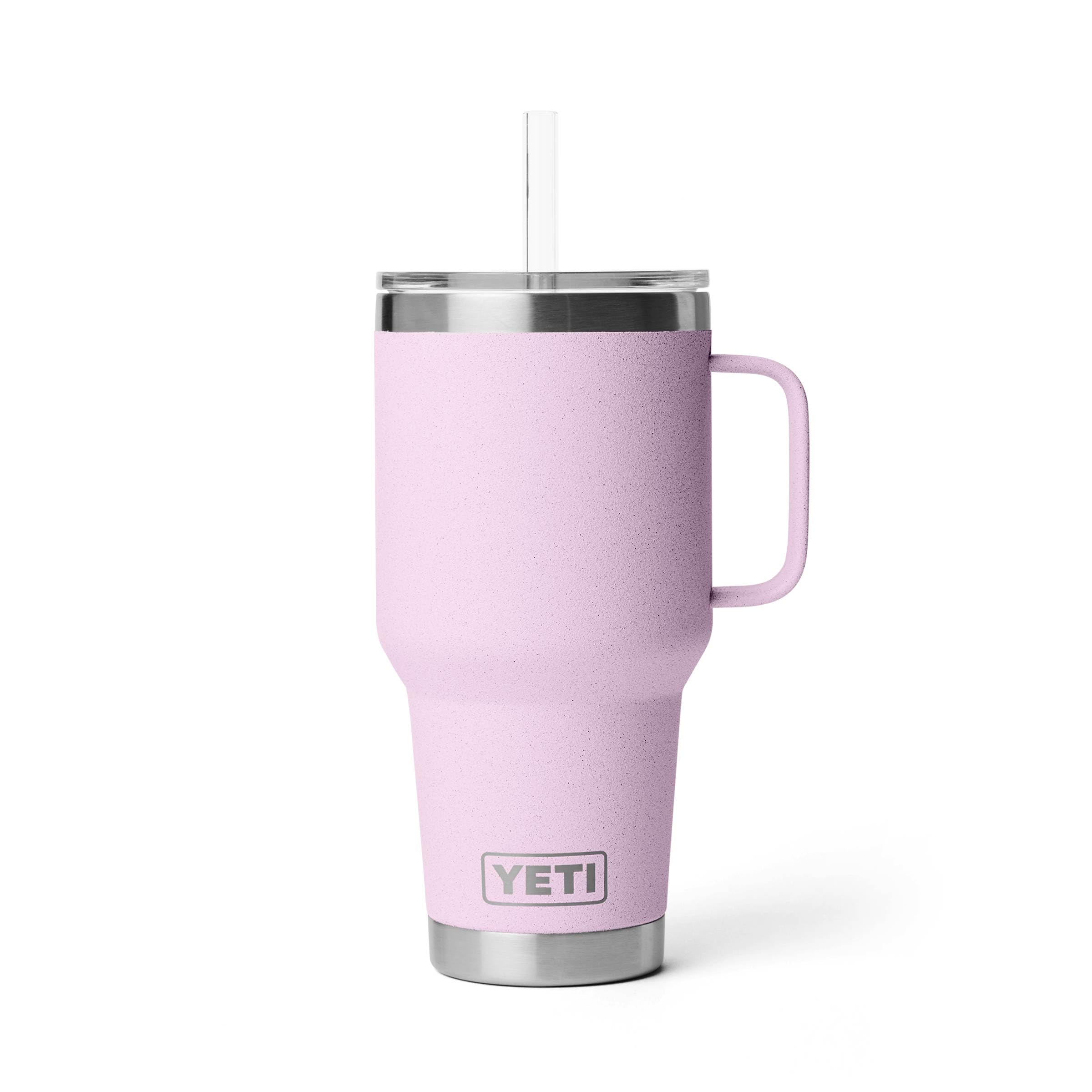 YETI Rambler 35 oz Tumbler with Handle and Straw Lid, Travel Mug Water Tumbler, Vacuum Insulated Cup with Handle, Stainless Steel, Moon Dust - Textured