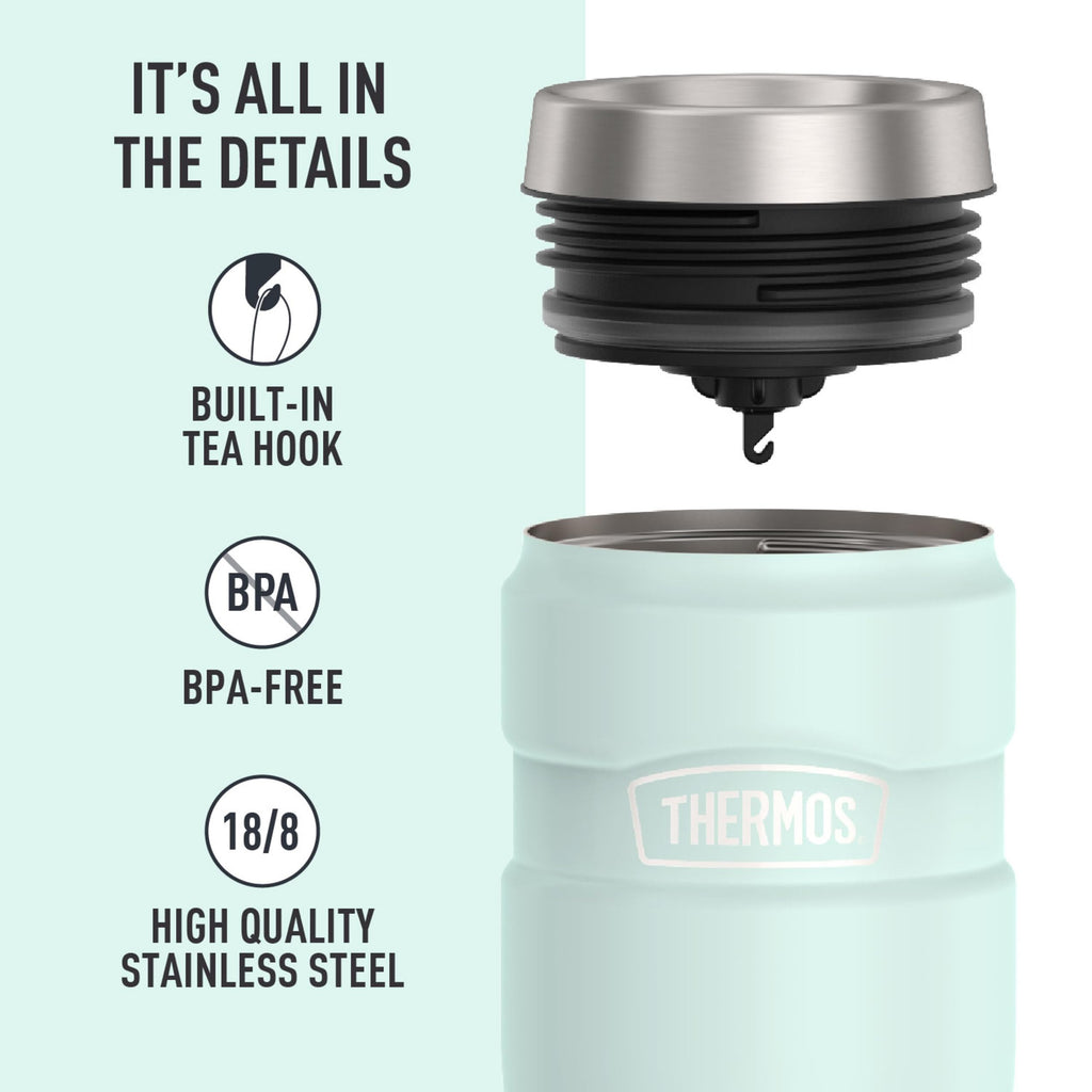 THERMOS Stainless King Vacuum-Insulated Travel Mug with Handle - 16oz, Midnight Blue - Thermos Tumbler for Hot & Cold Drinks - Leak & Sweat-Proof Stainless Steel Coffee Mug with Lid for Commuting