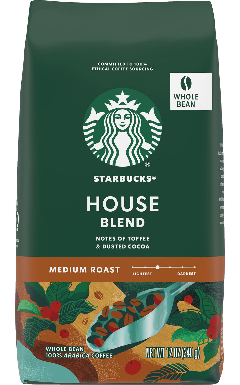 Starbucks Whole Coffee Beans, Medium Roast Hot or Iced Coffee, Pike Place Roast, 28 oz