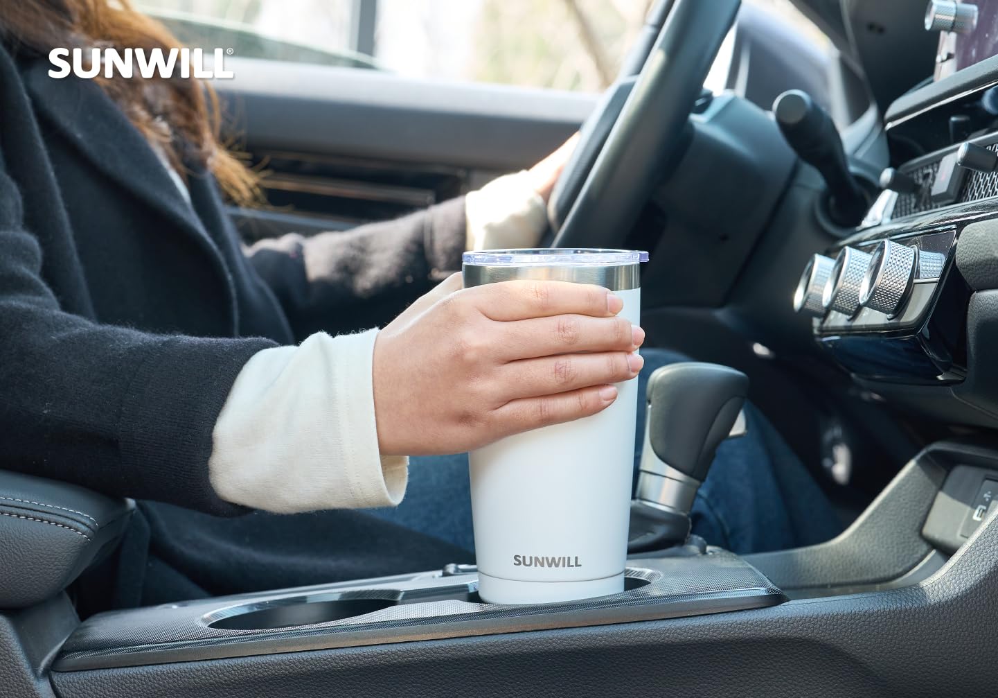 SUNWILL Travel Coffee Tumbler 20 oz, Insulated Mug with Lid, Stainless Steel Cup for Outdoor, Powder Coated Navy