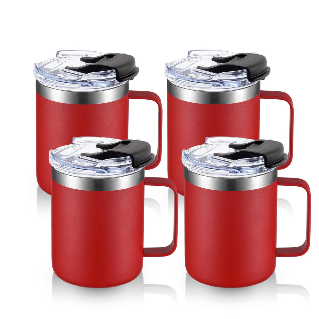 12oz Stainless Steel Insulated Coffee Mug with Handle, Double Wall Vacuum Travel Mug, Tumbler Cup with Sliding Lid, Navy