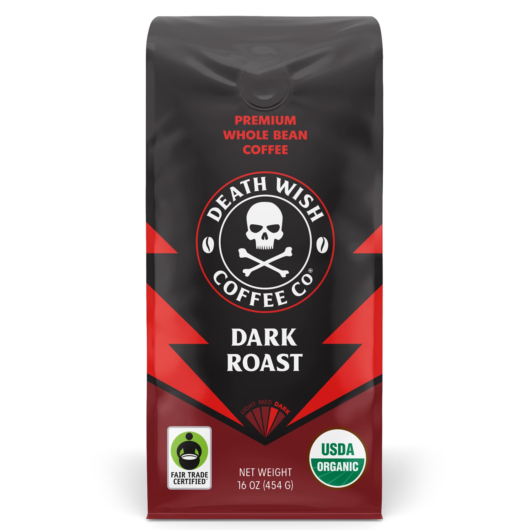 Death Wish Coffee, Valhalla Java Odinforce Blend Whole Bean, USDA Organic and Fair Trade, 12 oz (Pack of 1)