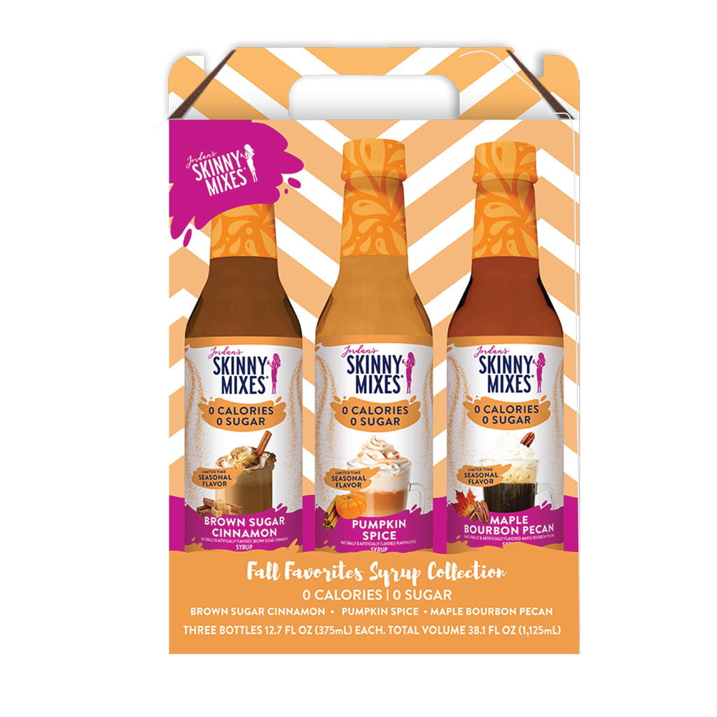 Jordan's Skinny Mixes Sugar Free Coffee Syrup, Holiday Fall Syrup Trio Coffee Flavoring Syrup, Zero Calorie Drink Mix for Lattes, Baking, Protein Shake, Dairy & Gluten Free, Kosher,12.7 Fl Oz, 3 Pack