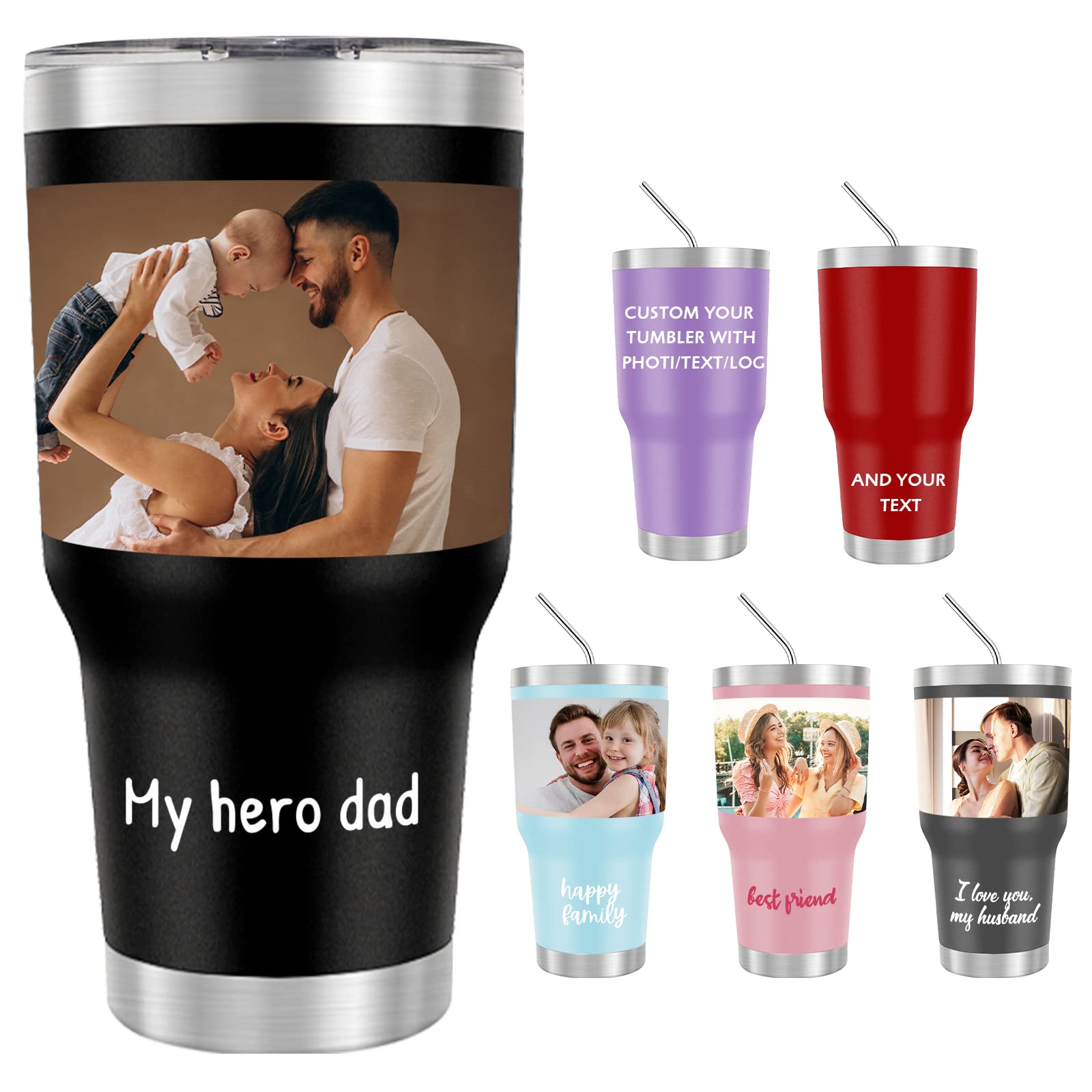 Personalized Tumbler Custom Coffee Tumbler Laser Engrave with Name 20 Oz Stainless Steel Travel Tumbler Cup Mug Personalized Gifts for Birthday Christmas Anniversary for Men Women Kids