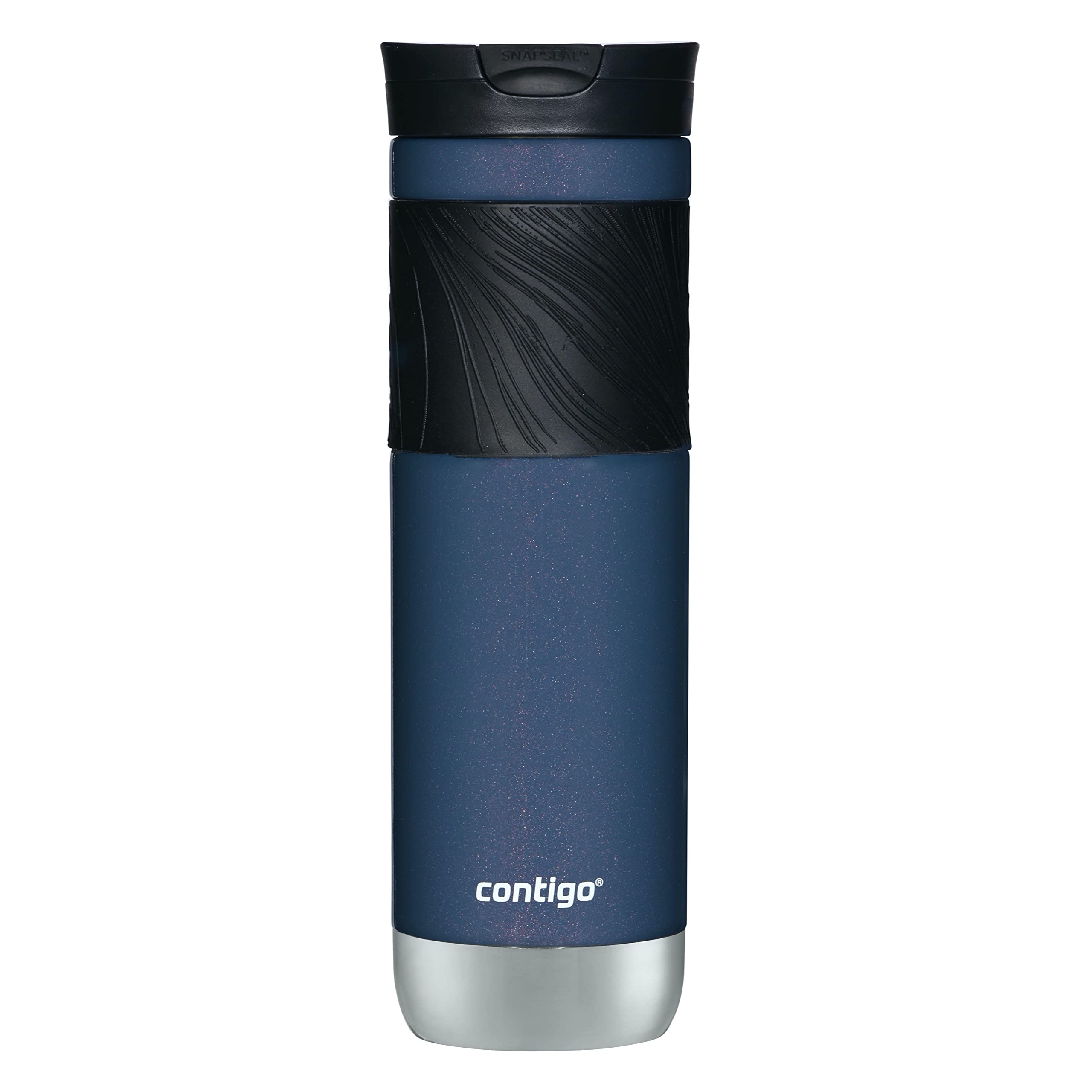 Contigo Byron Vacuum-Insulated Stainless Steel Travel Mug with Leak-Proof Lid Reusable Coffee Mug or Water Bottle BPA-Free 16oz Licorice Keeps Beverages Hot for 6 Hours or Cold for 12 Hours